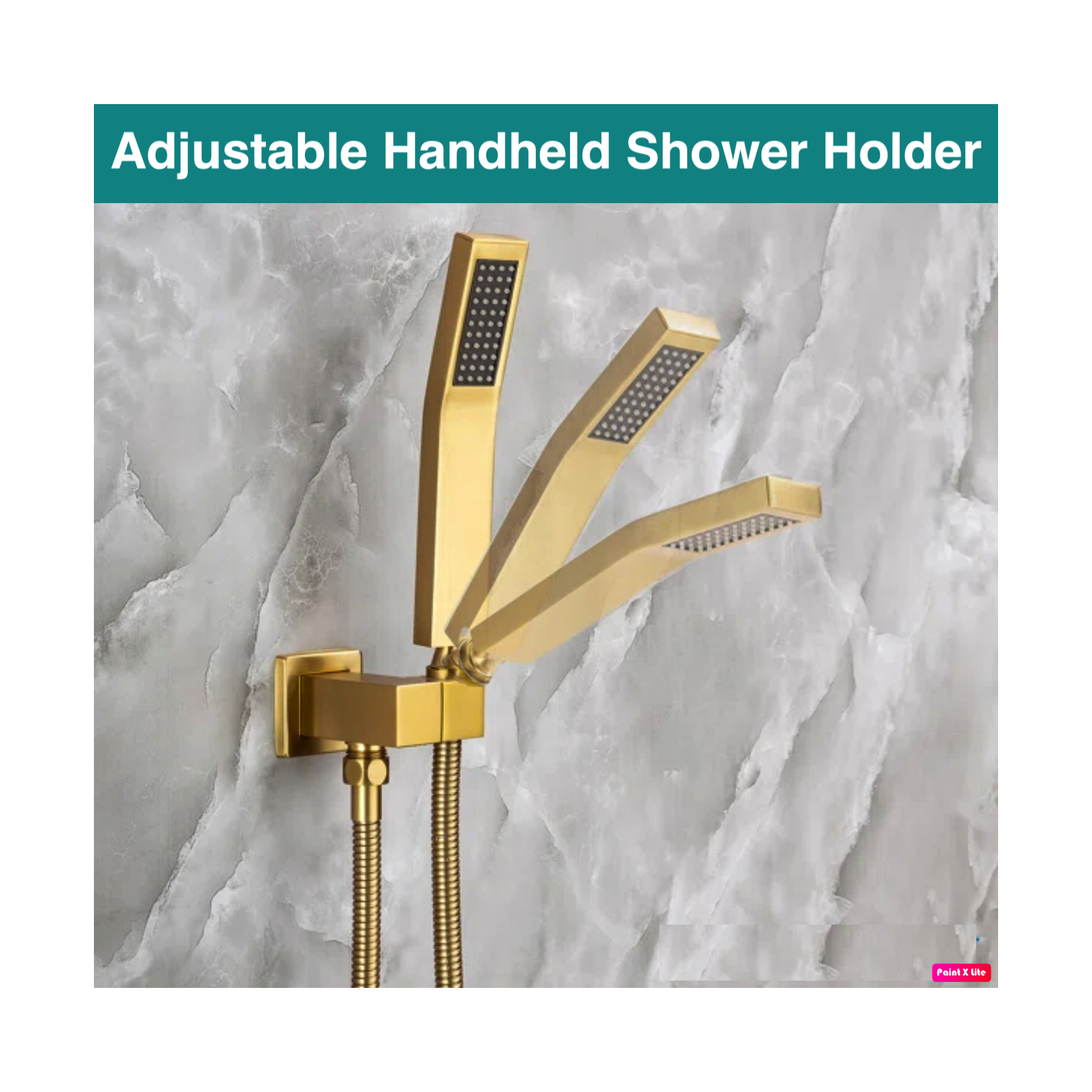 MAX Faucets Square Tub Shower System Three Functions With Valve Brushed Gold