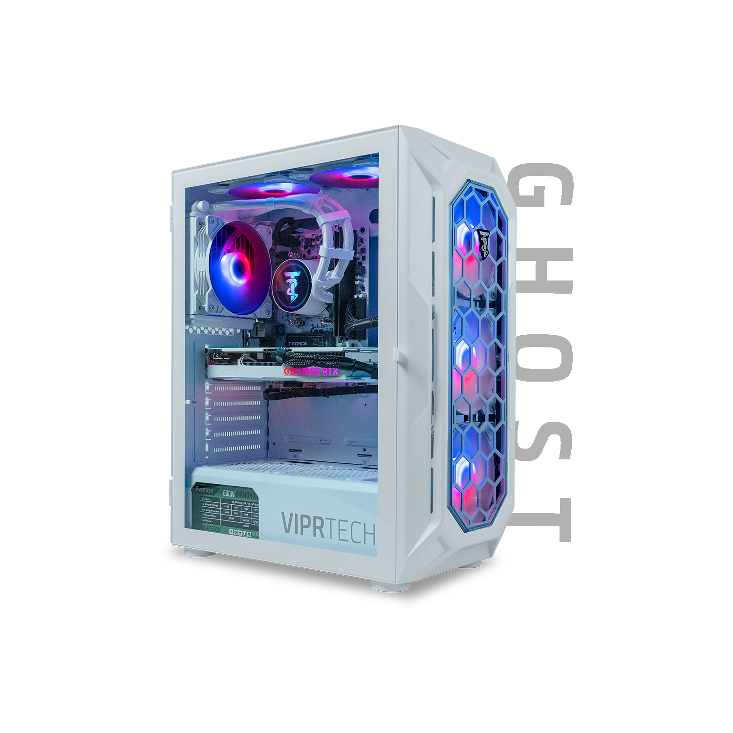 ViprTech Ghost 3.0 Liquid-Cooled PC - AMD Ryzen 5 5600X, RTX 5060 8GB, 16GB DDR4, 1TB SSD, VR-Ready, Streaming, Win 11, Gaming Desktop Computer, White