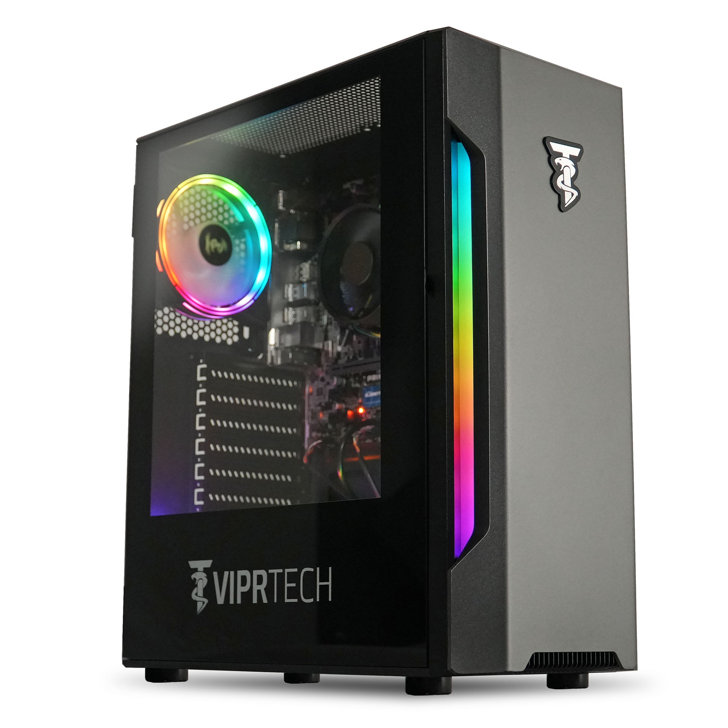 ViprTech Whiteout Gaming PC Desktop Computer - AMD Ryzen 5 5600G (12-LCore 4.4Ghz), AMD RX Vega 7 Graphics, 16GB DDR4, 128GB NVMe SSD, 1TB HDD, WiFi, RGB, Win 11, Warranty, Black