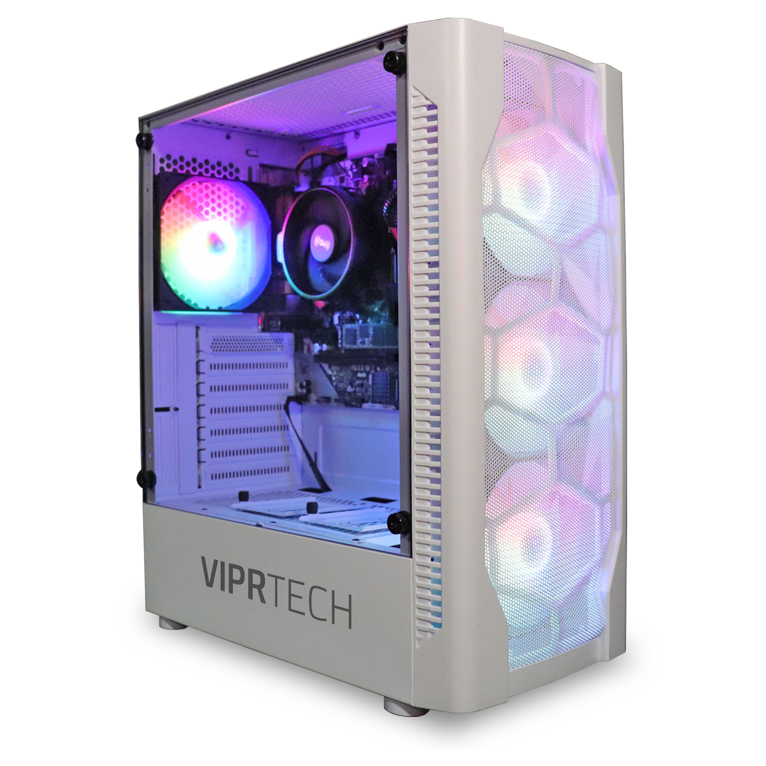 ViprTech Whiteout Gaming PC Desktop Computer - AMD Ryzen 5 5600G (12-LCore 4.4Ghz), AMD RX Vega 7 Graphics, 16GB DDR4, 128GB NVMe SSD, 1TB HDD, WiFi, RGB, Win 11, Warranty, White
