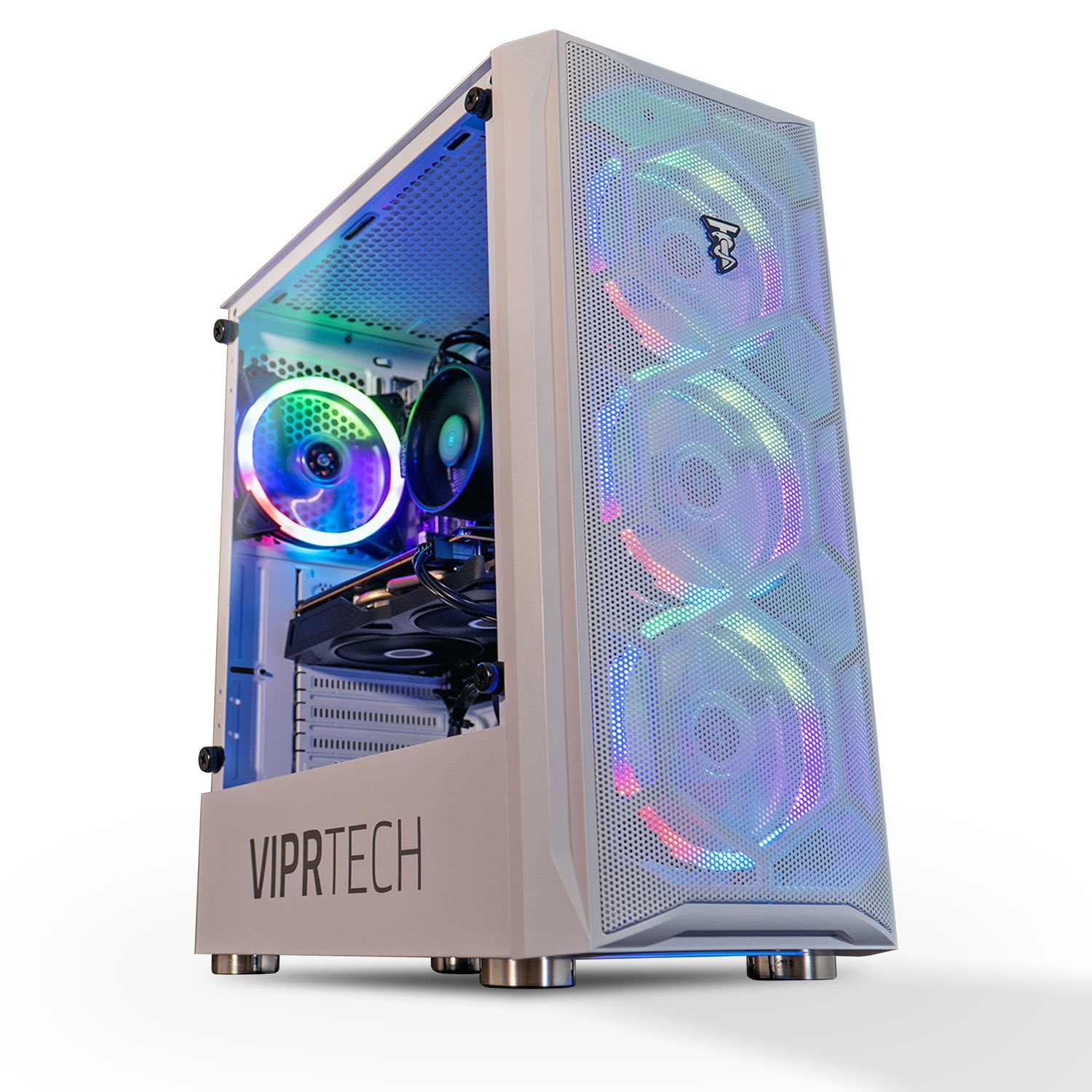 ViprTech Avalanche Gaming PC Computer Desktop - AMD Ryzen 5 (12-LCore), AMD Radeon RX 580 8GB, 16GB DDR4 RAM, 1TB HDD, 700w PSU, VR-Ready, RGB, WiFi, Win 10 Pro, Warranty, White