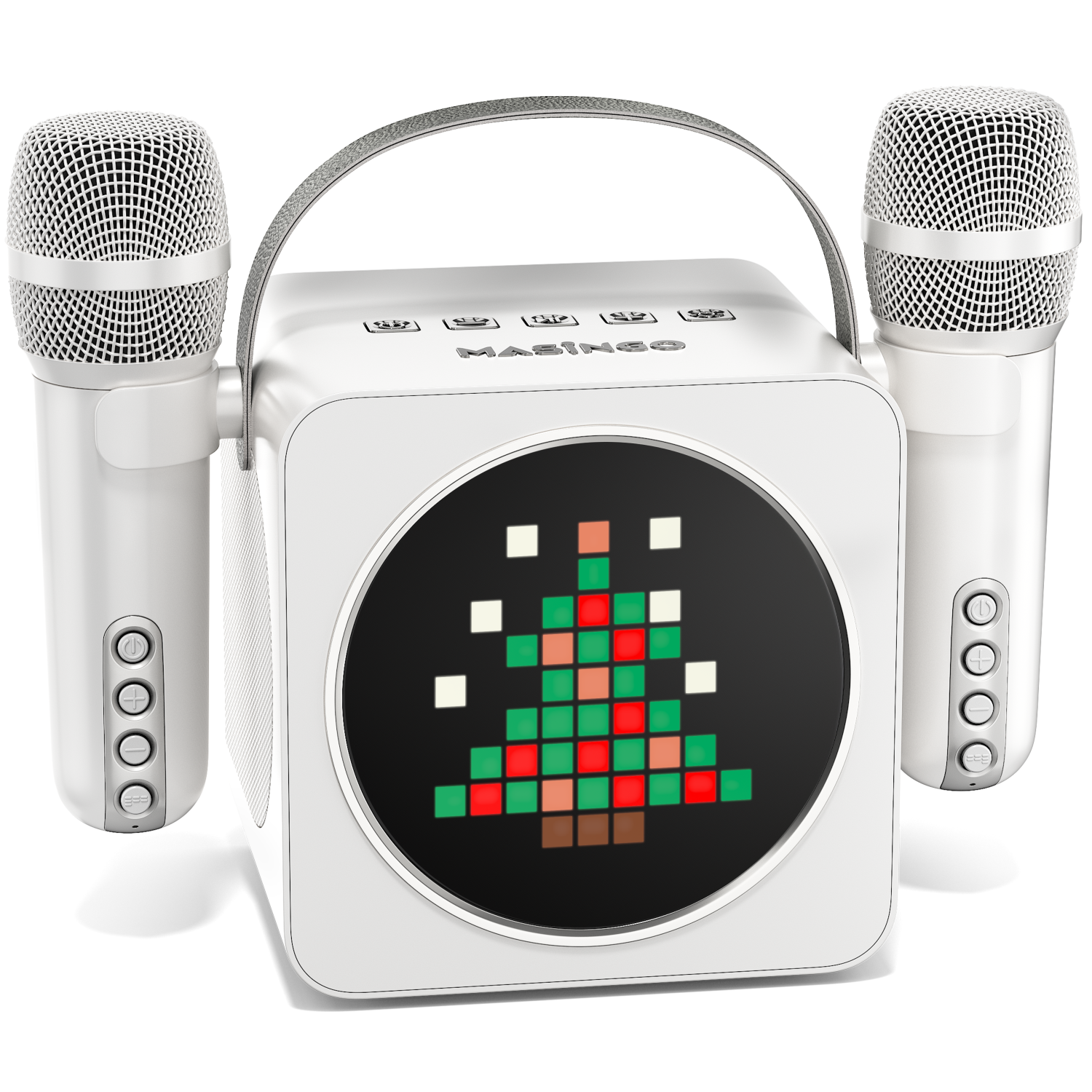 Portable Mini Karaoke Machine for Kids and Adults with Dual Wireless Bluetooth Microphones, Animated LED Display, USB/Aux/MicroSD, Voice Effects, Fun Karaoke Toy for Girls and Boys