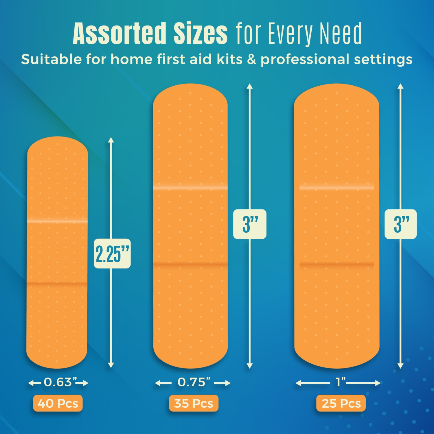 Pansements adhésifs flexibles en tissu pour une grande protection et un soin des petites coupures, éraflures et plaies, tailles variées - 100 unités