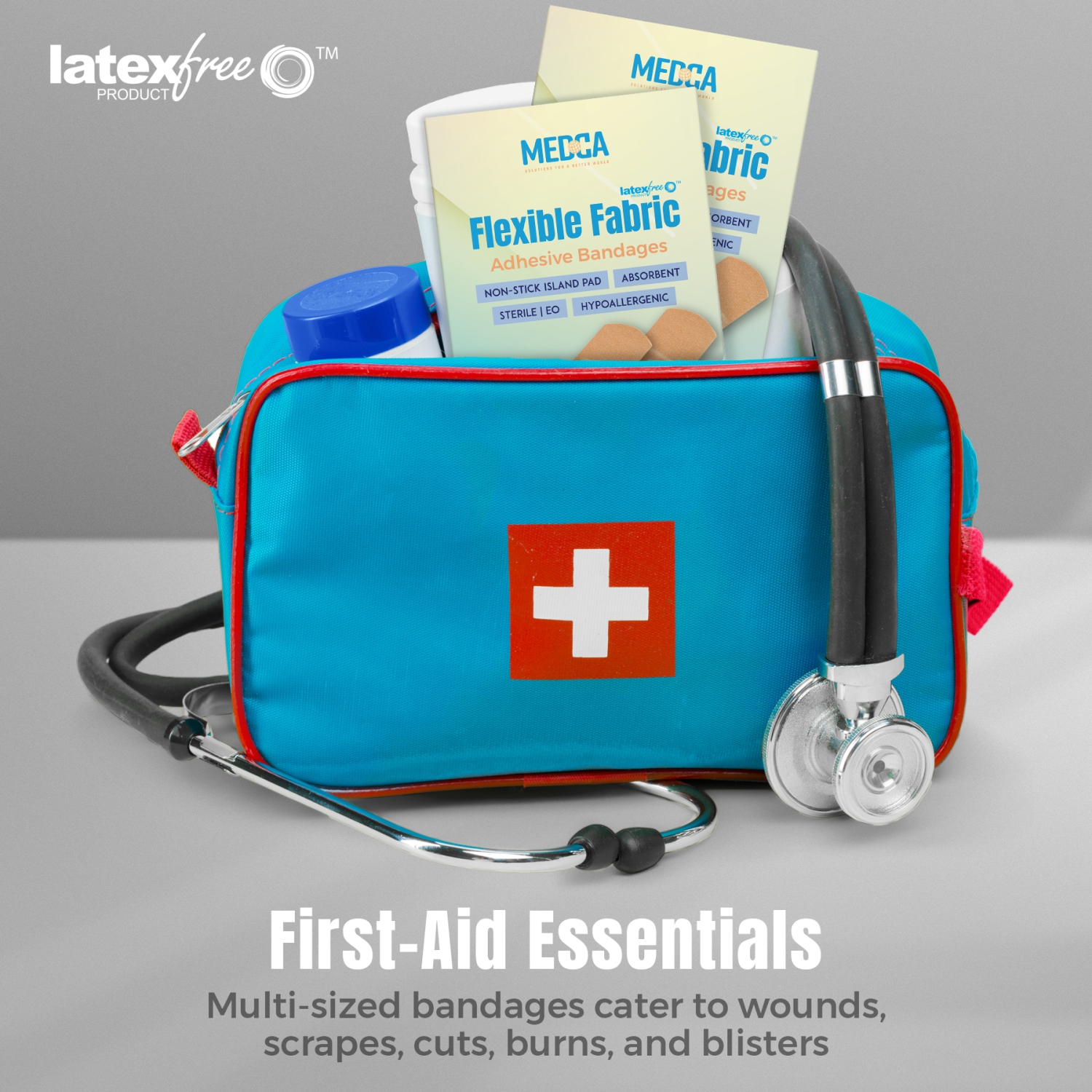 Flexible Fabric Adhesive Bandages for Comfortable Flexible Large Protection & Wound Care of Minor Cuts, Scrapes, & Wounds, Assorted Sizes - Twin Pack