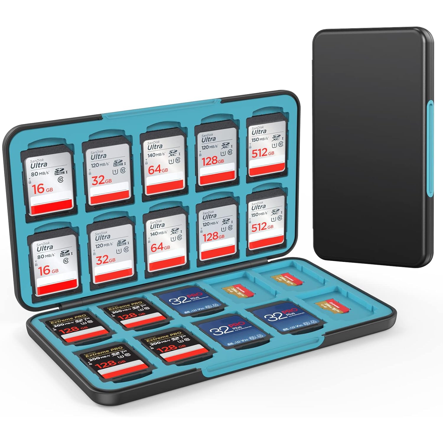 SD Card Holder for Memory SD Card and Micro Card, Portable SD Card Holder SD SDHC SDXC TF Card Storage with 20 SD Card Slots & 20 Micro SD Card Slots.