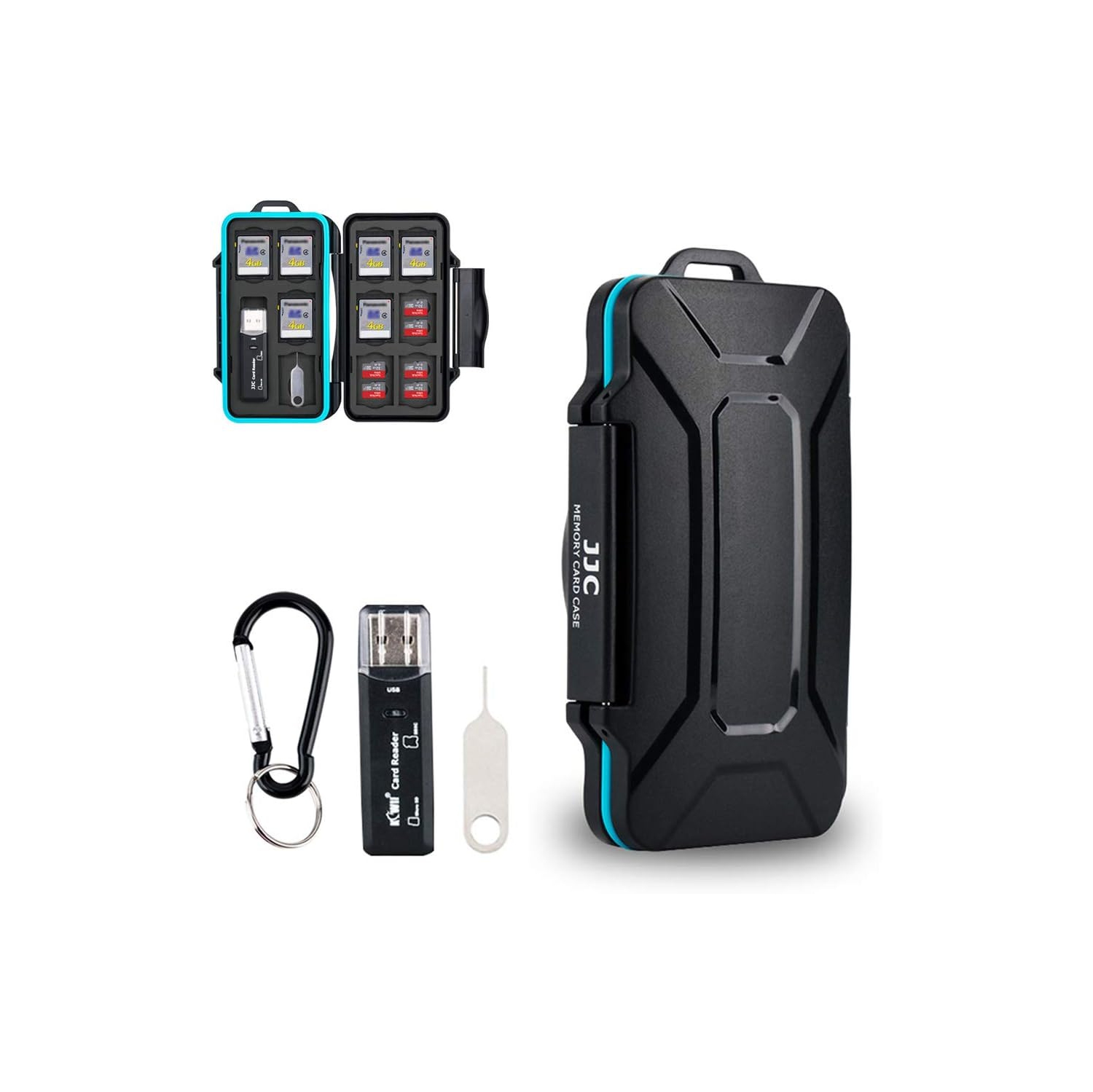 30 Slots Memory Card Case Holder Storage for 10 SD SDHC SDXC Card, 16 Micro SD TF Card, 2 Micro SIM Card and 2 Nano SIM Card with USB 3.0 Card