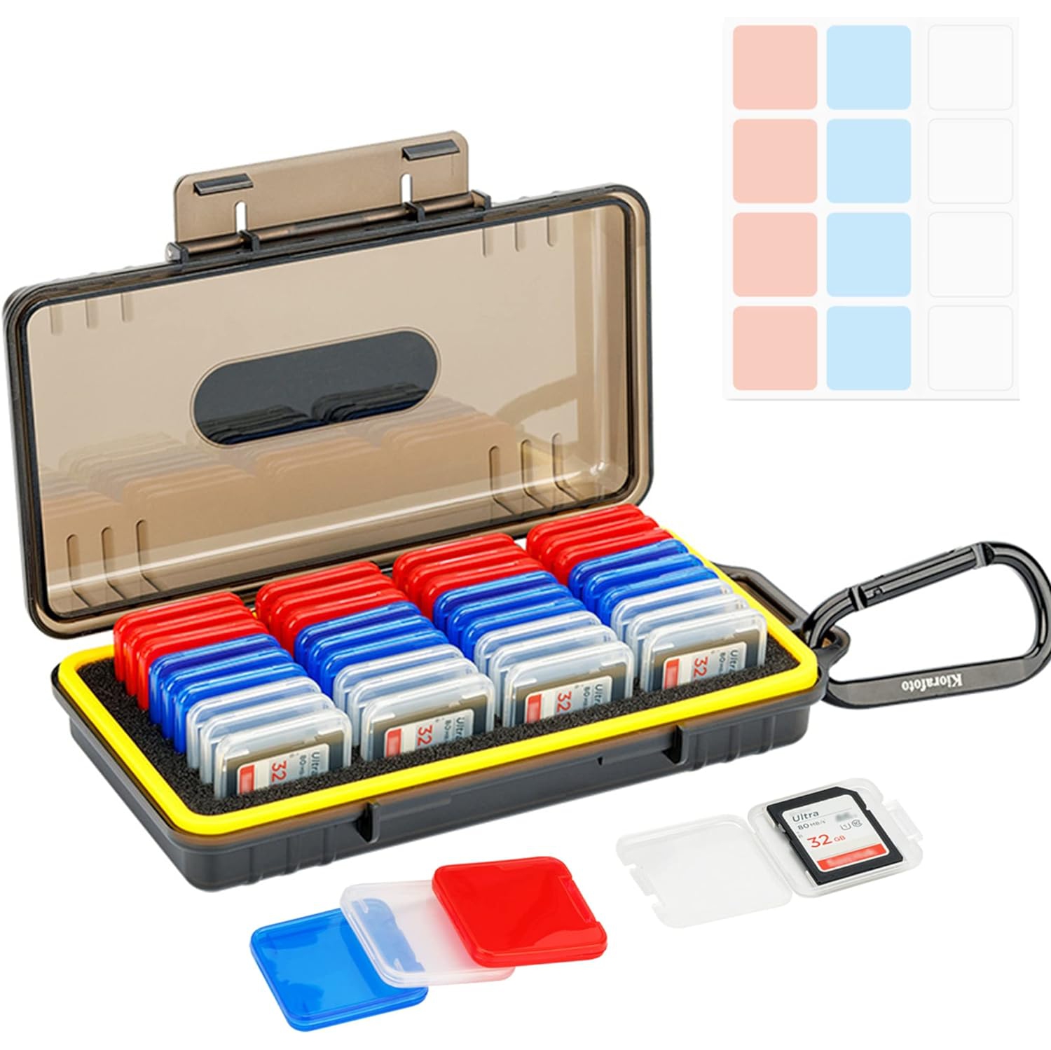 Porte-carte mémoire SD Dual-Protect avec paquet de 36 étuis transparents transparents transparents transparents pour cartes SD SDXC SDHC