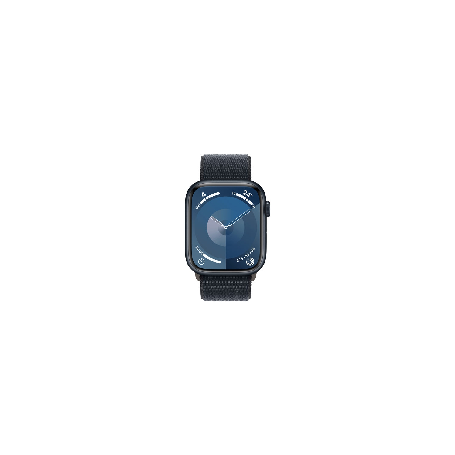 Boîte ouverte - Apple Watch Series 9 avec boîtier en aluminium minuit et bracelet sport minuit de 45&nbsp;mm