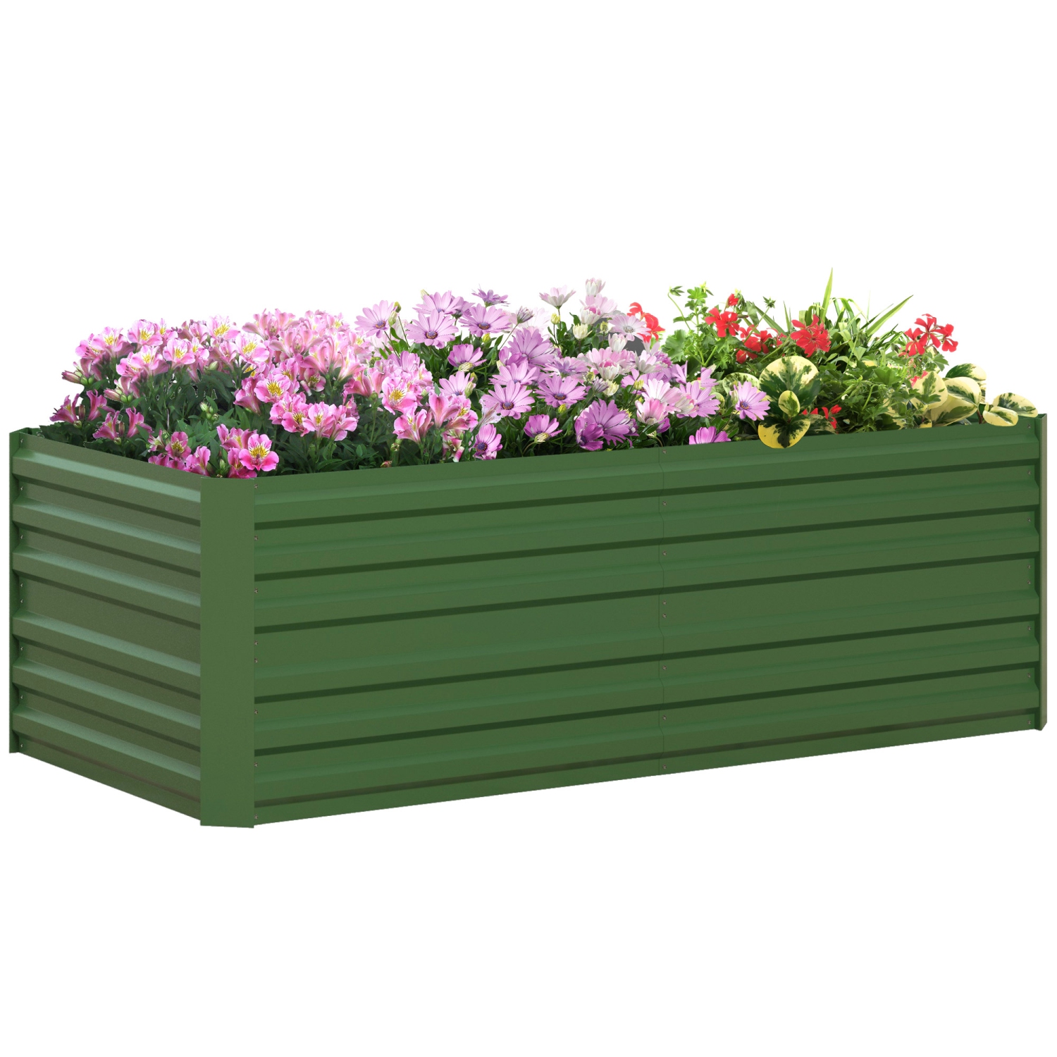 Outsunny Raised Garden Bed, 71" x 35" x 23" Galvanized Steel Planters for Outdoor Plants with Multi-reinforced Rods for Vegetables, Flowers and Herbs, Green