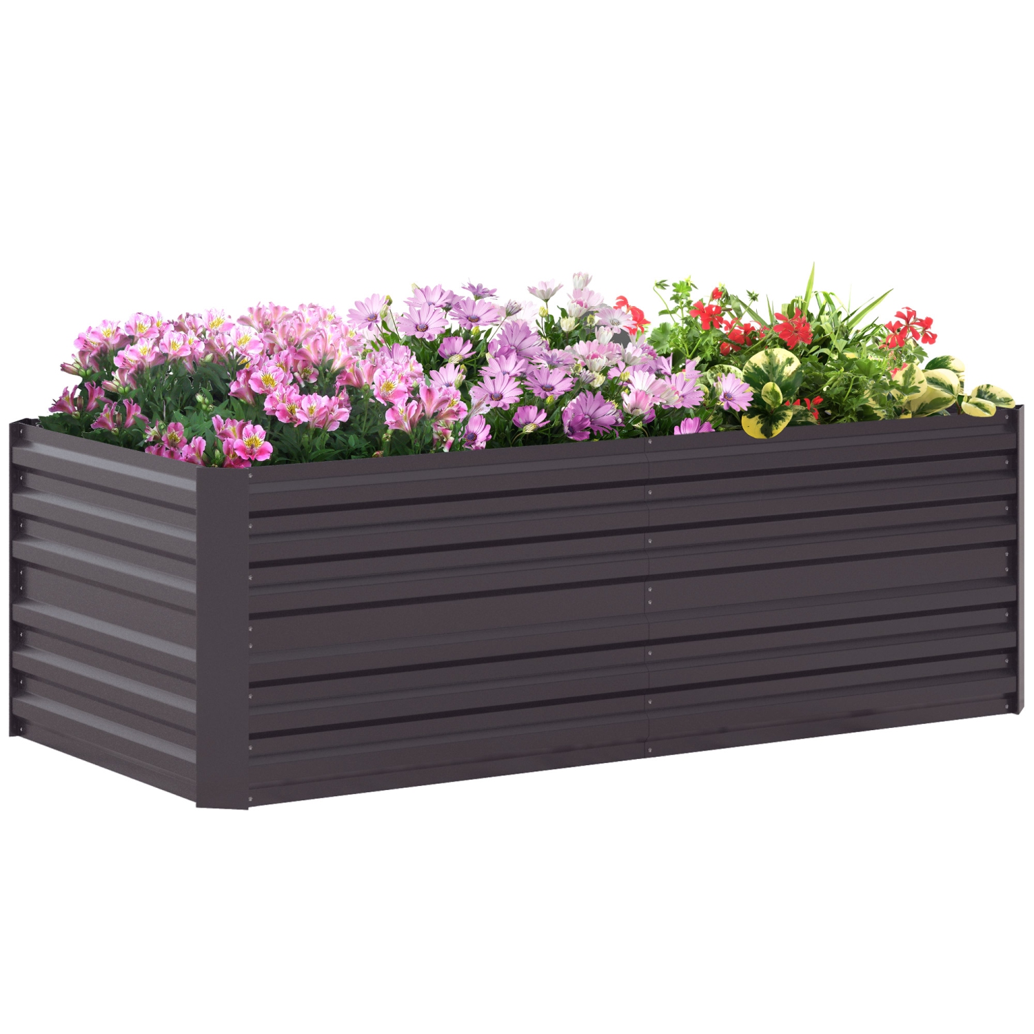 Outsunny Raised Garden Bed, 71" x 35" x 23" Galvanized Steel Planters for Outdoor Plants with Multi-reinforced Rods for Vegetables, Flowers and Herbs, Dark Grey