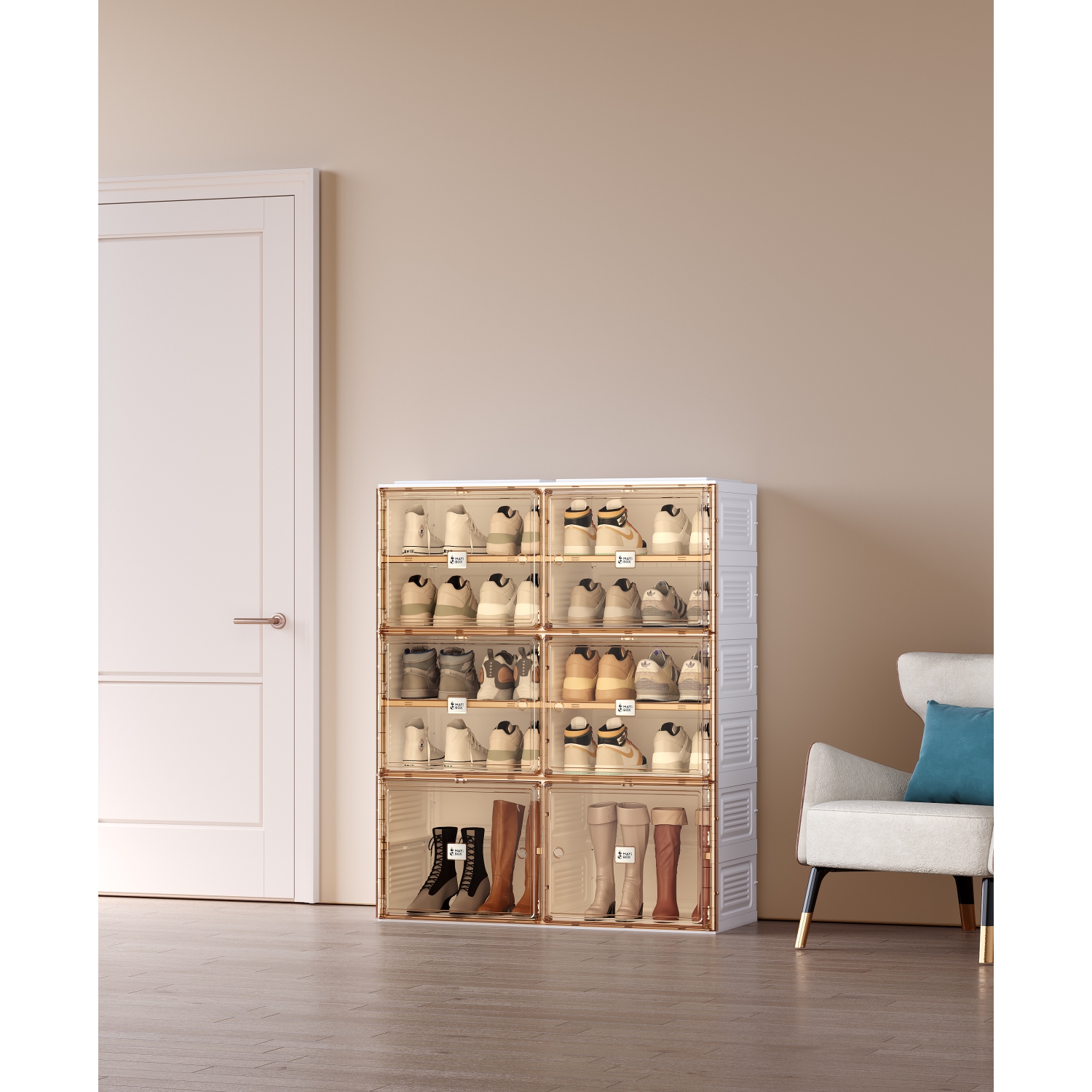 AntBox Shoe Cabinet 5 layers 10 grids Portable Shoe Organizers Storage Boxes with Magnetic Door, Easy Assembly