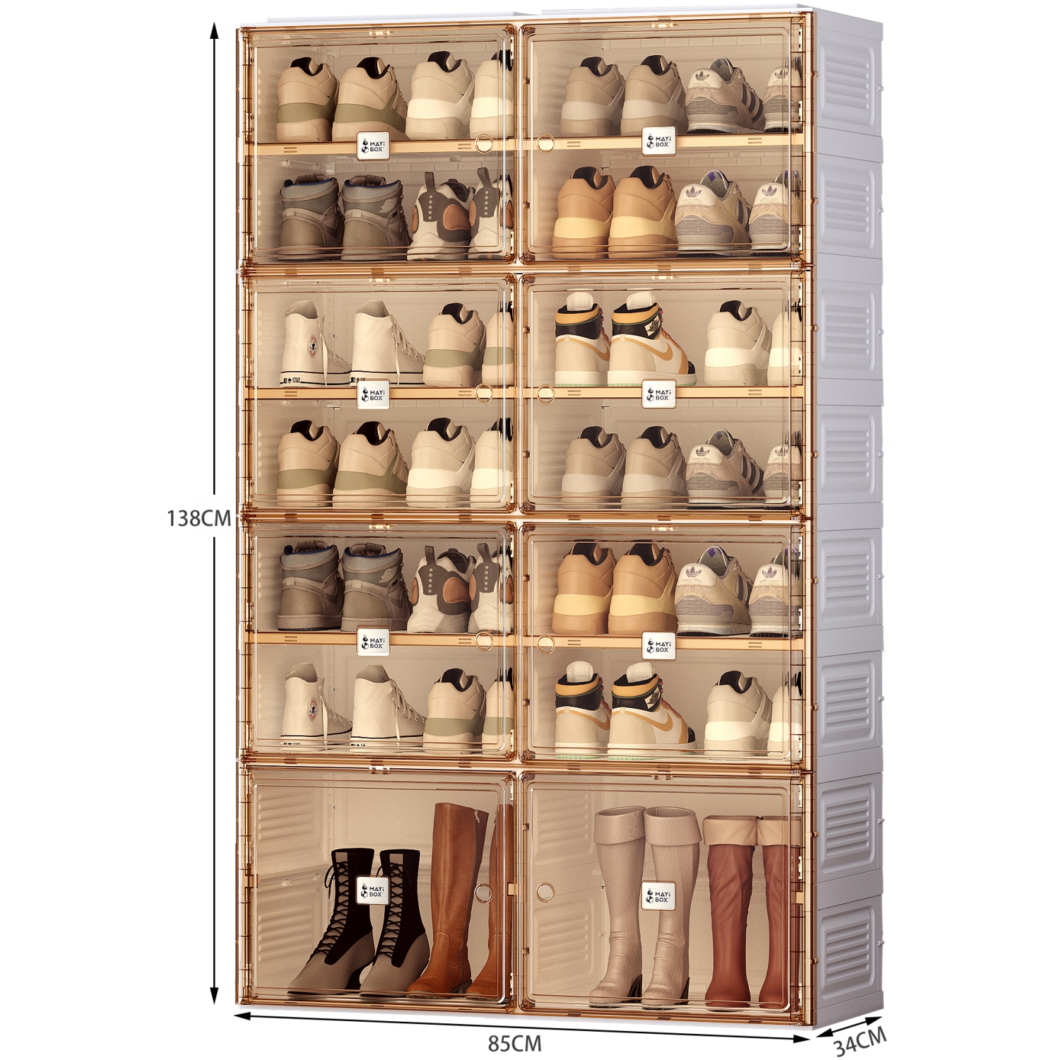 AntBox Shoe Cabinet 7 layers 14 grids Portable Shoe Organizers Storage Boxes with Magnetic Door, Easy Assembly