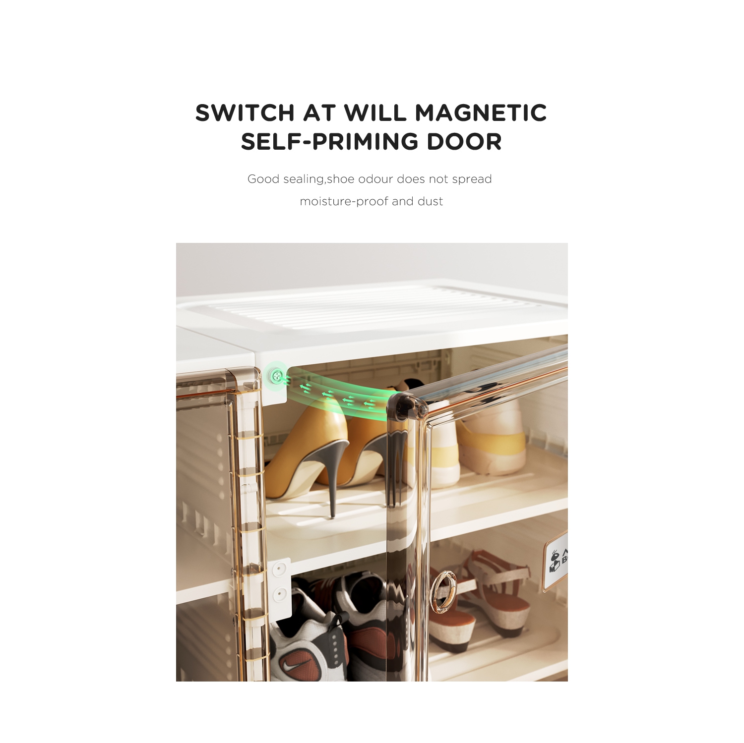 AntBox Shoe Cabinet 7 layers 14 grids Portable Shoe Organizers Storage Boxes with Magnetic Door, Easy Assembly