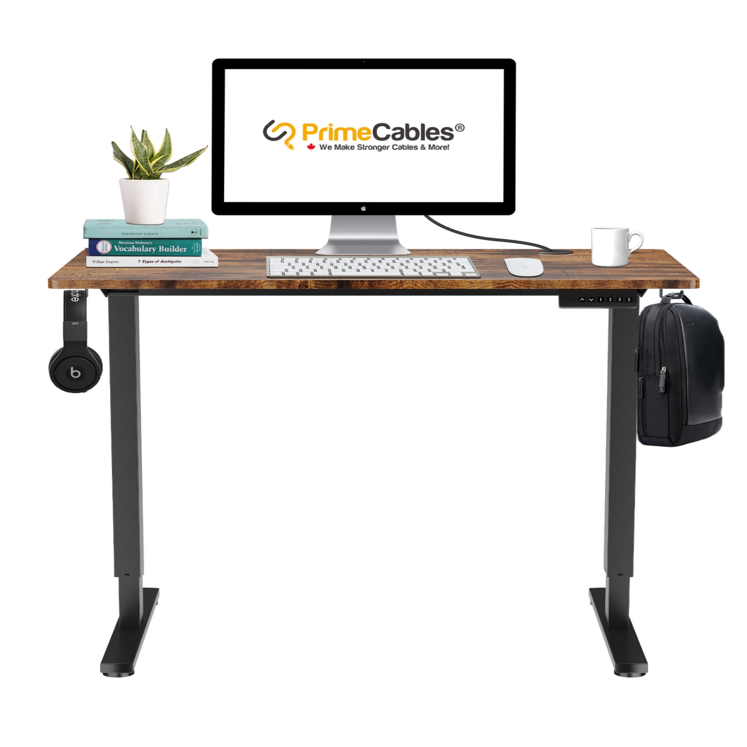 All-In-One 45x23 inch Electric Sit-Stand Standing Desk, Height Adjustable Computer Desk with Retro Desk Top 70 kg Loading
