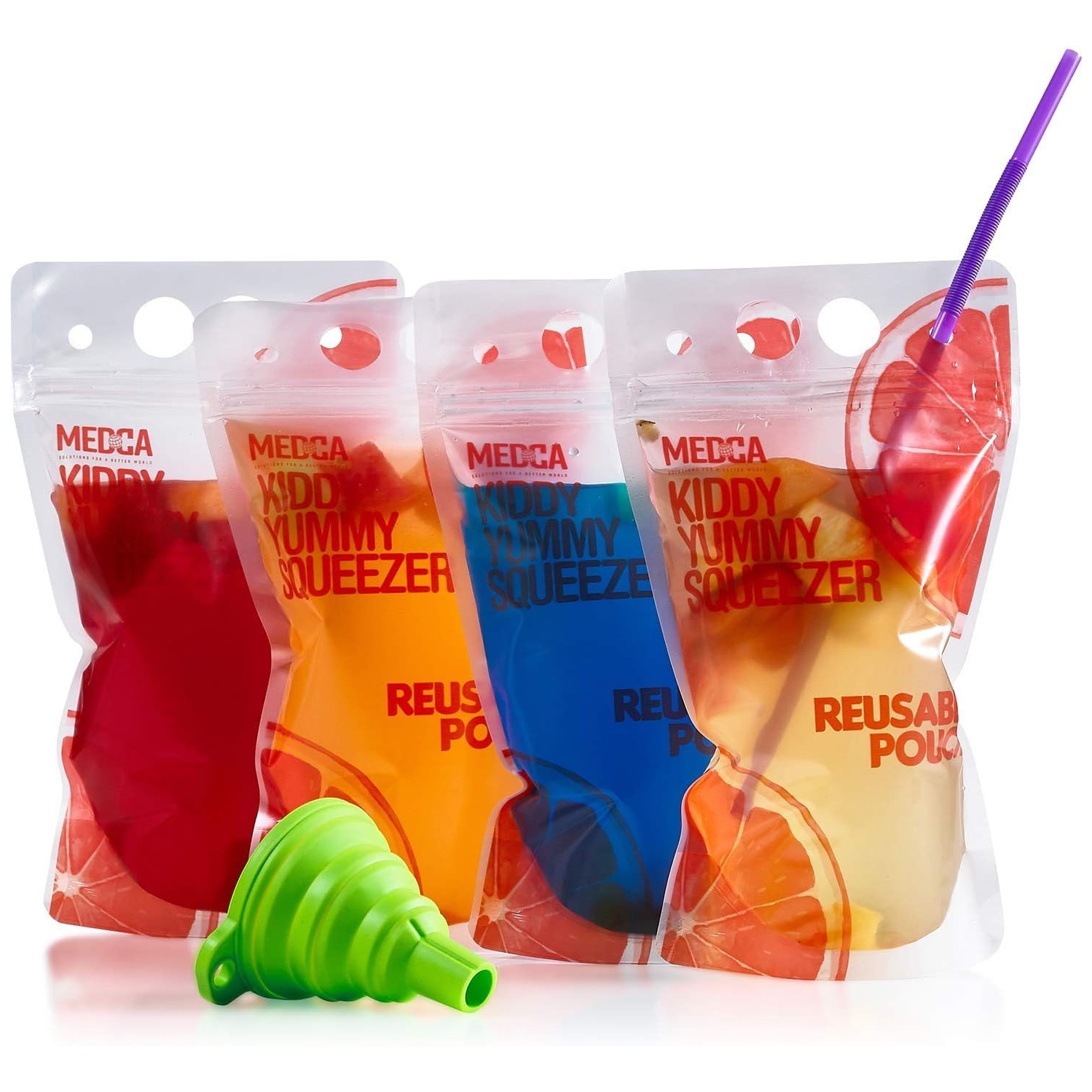 Reusable Drink Pouches - 50 Clear Drink Bags with 50 Straws - Double Zipper Reusable Smoothie Pouches Juice, Clear Zipper Pouch Storage Bags,