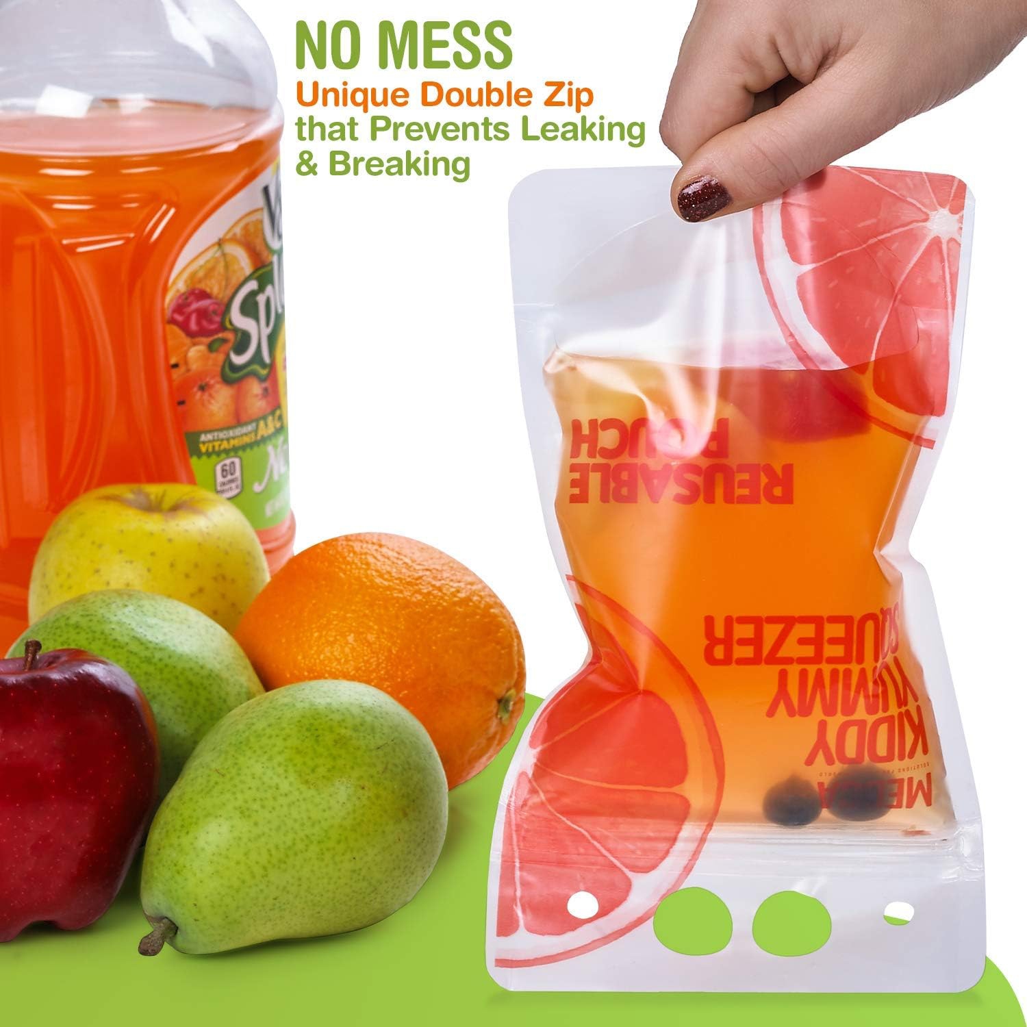 Reusable Drink Pouches - 30 Clear Drink Bags with 30 Straws - Double Zipper Reusable Smoothie Pouches Juice, Clear Zipper Pouch Storage Bags,