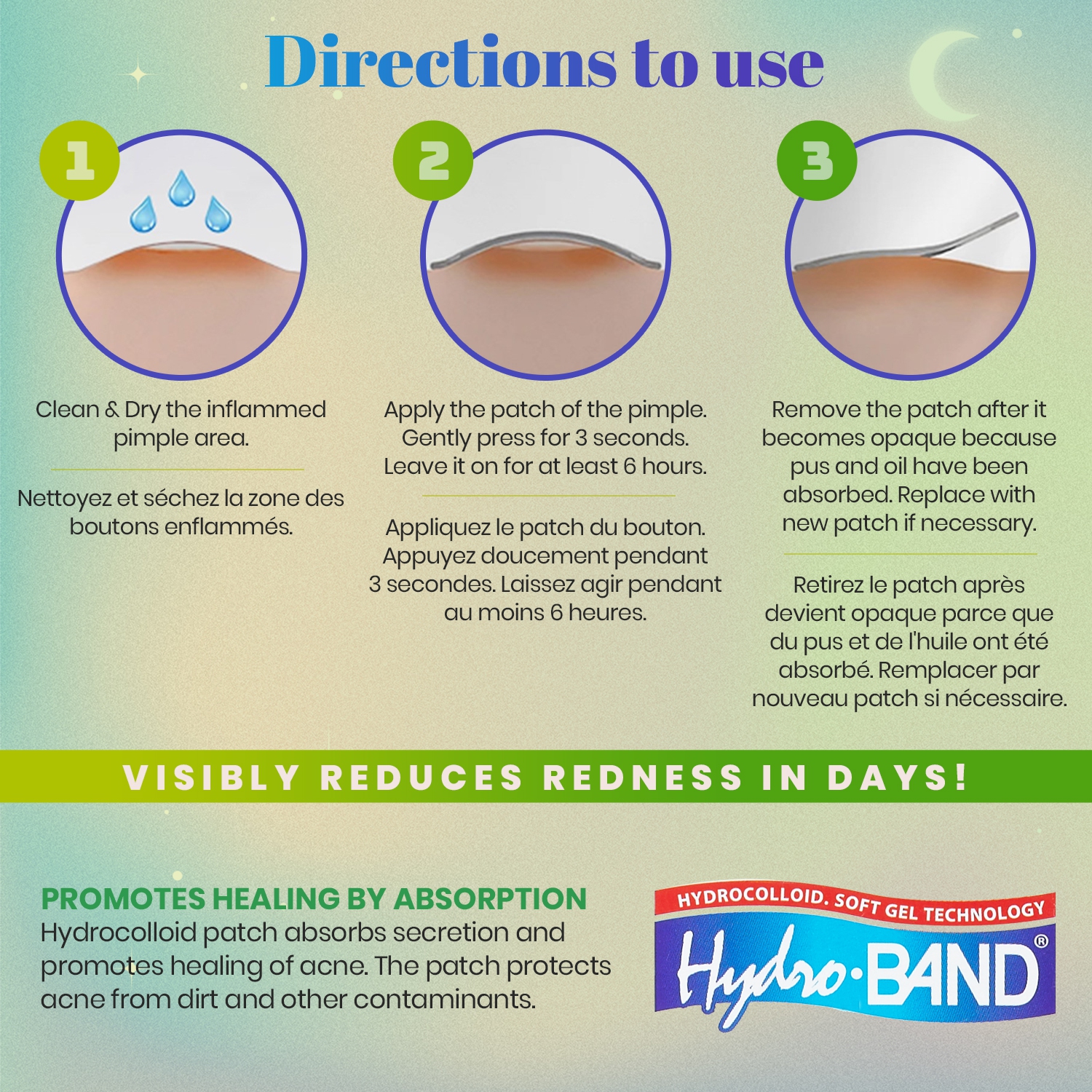 Acne Care Pimple Patch absorbante - pansements hydrocolloïdes deux tailles universelles, traitement Acne Spot pour face & Skin Spot Patch qui cache