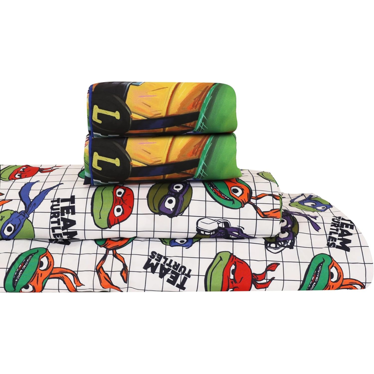 Teenage Mutant Ninja Turtles Kids Bedding Sheet Set with Reversible Comforter Twin Bed in Bag 4 Pcs Set for Kids