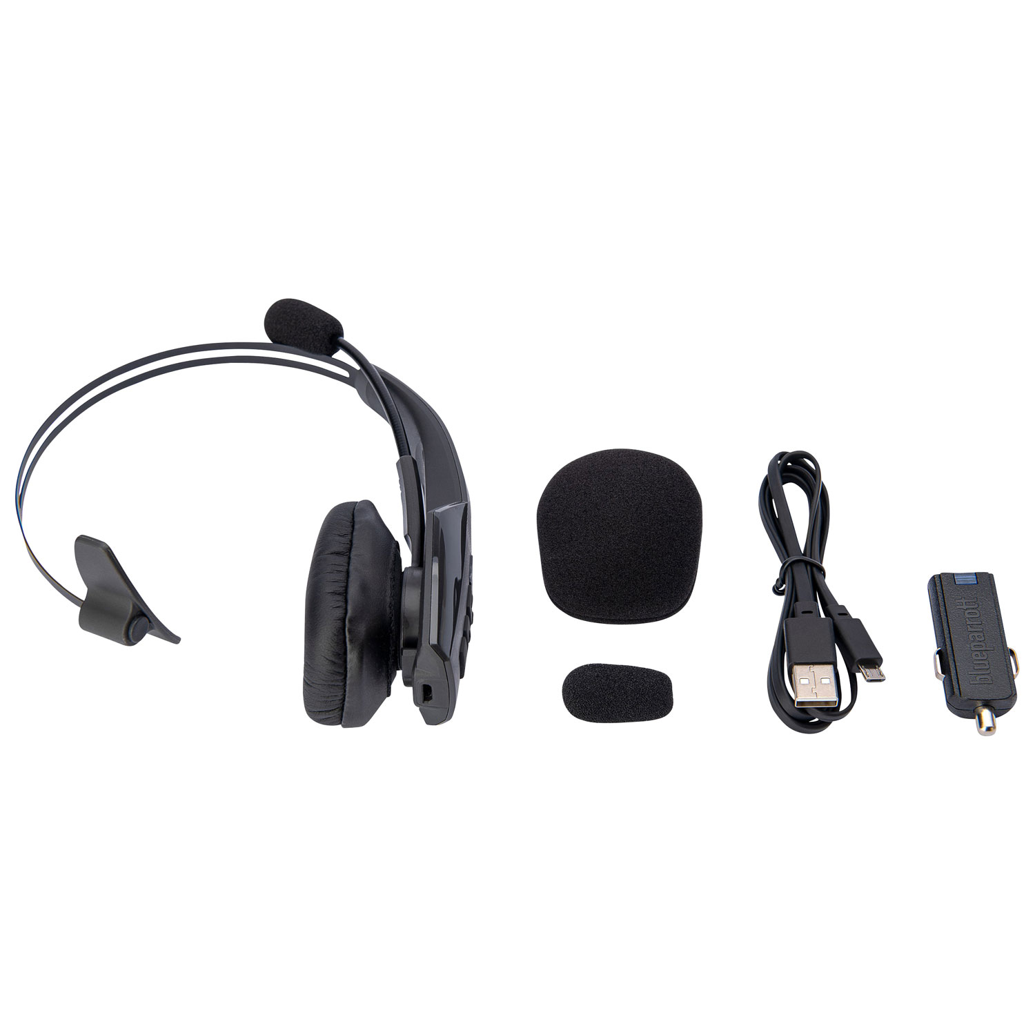 Casque d'écoute mono sans fil Bluetooth B350-XT de BlueParrott avec microphone à suppression du bruit à 96 % et serre-tête léger