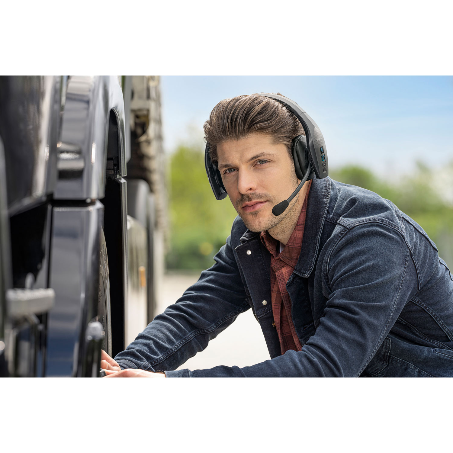 Casque d'écoute convertible 2-en-1 sans fil Bluetooth à suppression active du bruit S650-XT de BlueParrott avec microphone à suppression du bruit à