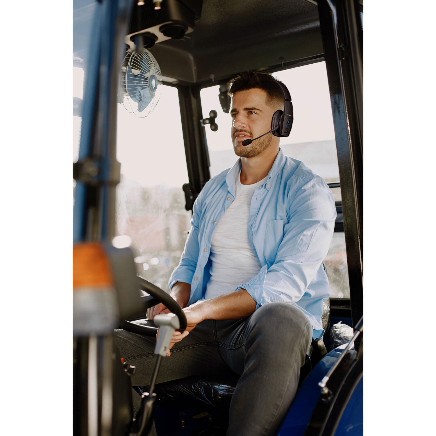 Casque d'écoute mono sans fil Bluetooth B450-XT de BlueParrott avec microphone à suppression du bruit à 96 % et serre-tête rembourré