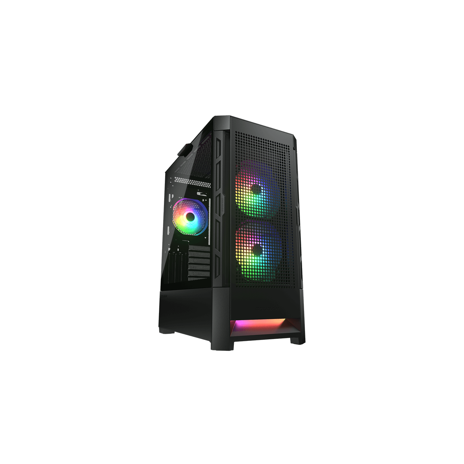 Tour d'ordinateur mi-haute ATX COUGAR AIRFACE RGB, panneau latéral en verre trempé, 3 ventilateurs 120&nbsp;mm ARGB préinstallés, noir