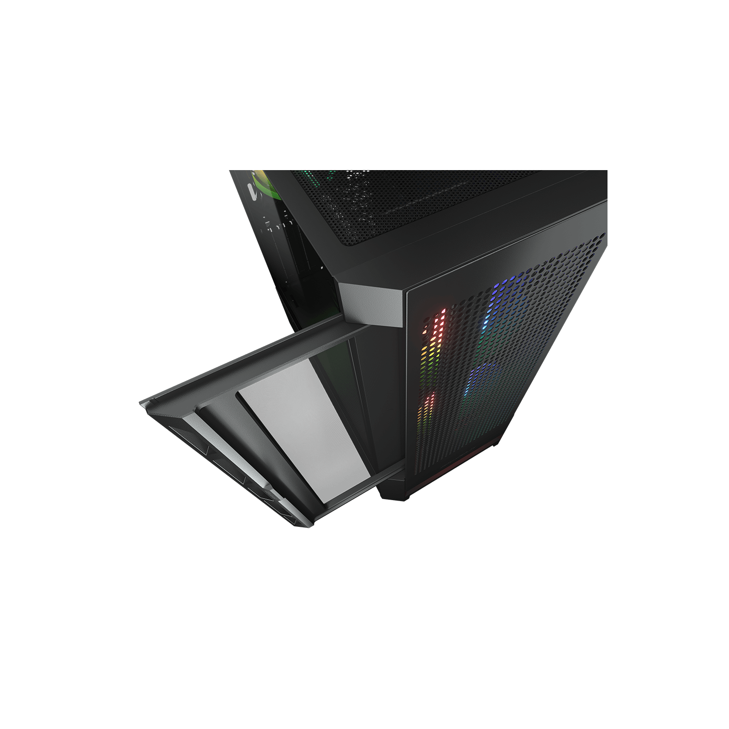 Tour d'ordinateur mi-haute ATX COUGAR AIRFACE RGB, panneau latéral en verre trempé, 3 ventilateurs 120&nbsp;mm ARGB préinstallés, noir