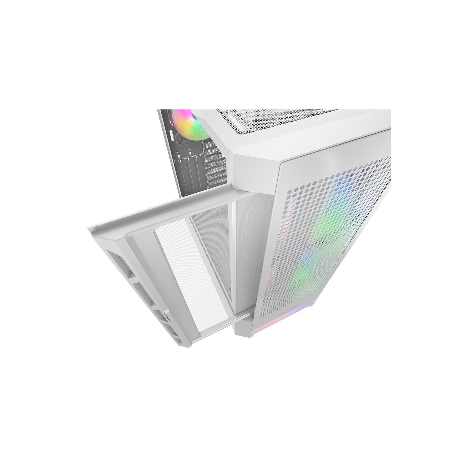 Tour d'ordinateur mi-haute ATX COUGAR AIRFACE RGB, panneau latéral en verre trempé, 3 ventilateurs 120&nbsp;mm ARGB préinstallés, blanc