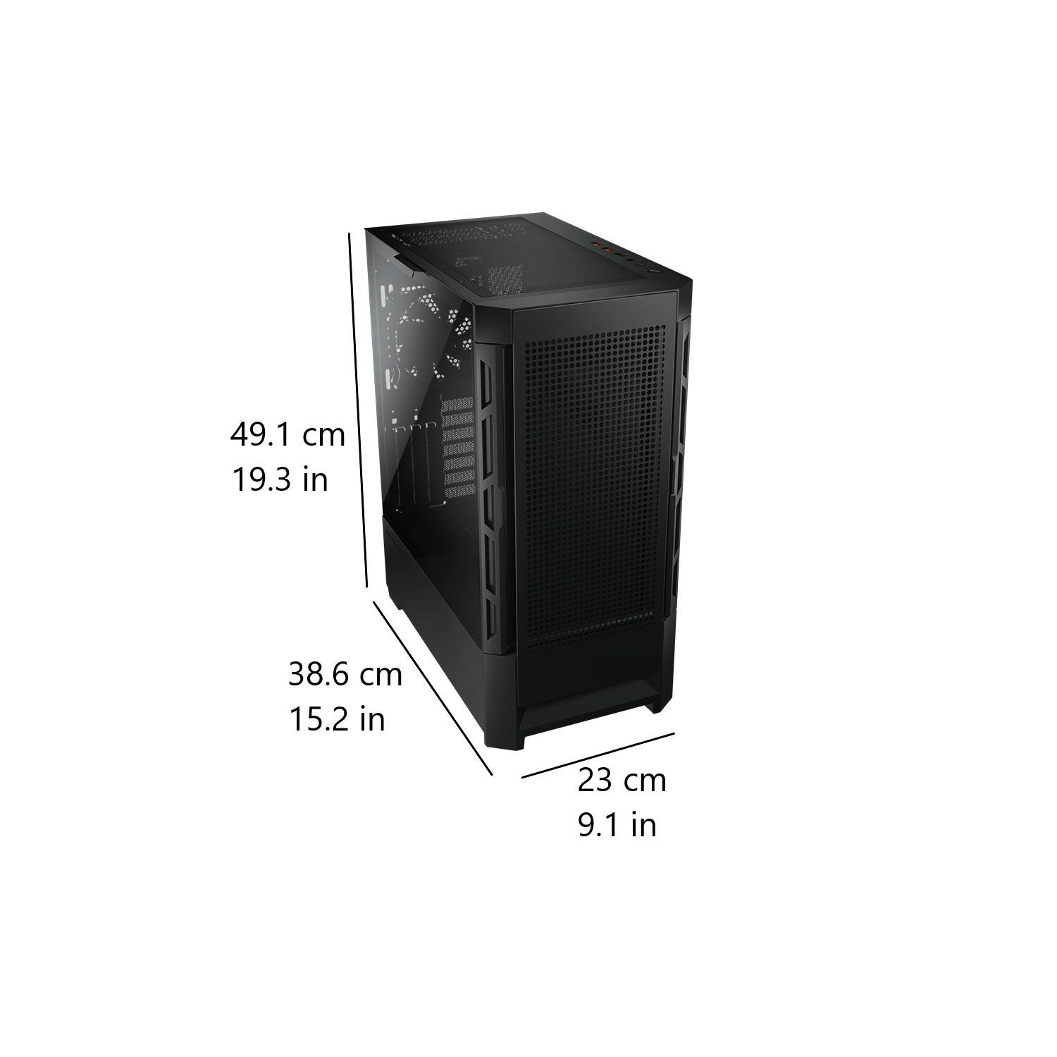 Cougar AIRFACE Mid Tower ATX Computer Case, Tempered Glass Side Panel, 1 x 120mm Black Fan Pre-Installed, Black
