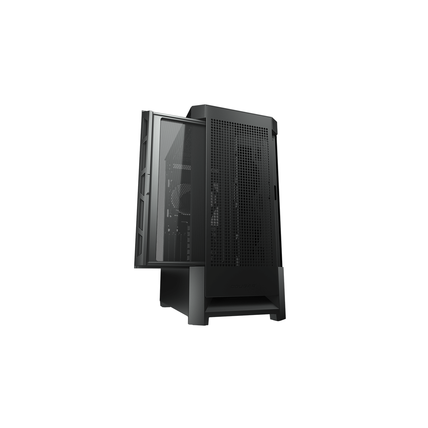 Cougar AIRFACE Mid Tower ATX Computer Case, Tempered Glass Side Panel, 1 x 120mm Black Fan Pre-Installed, Black