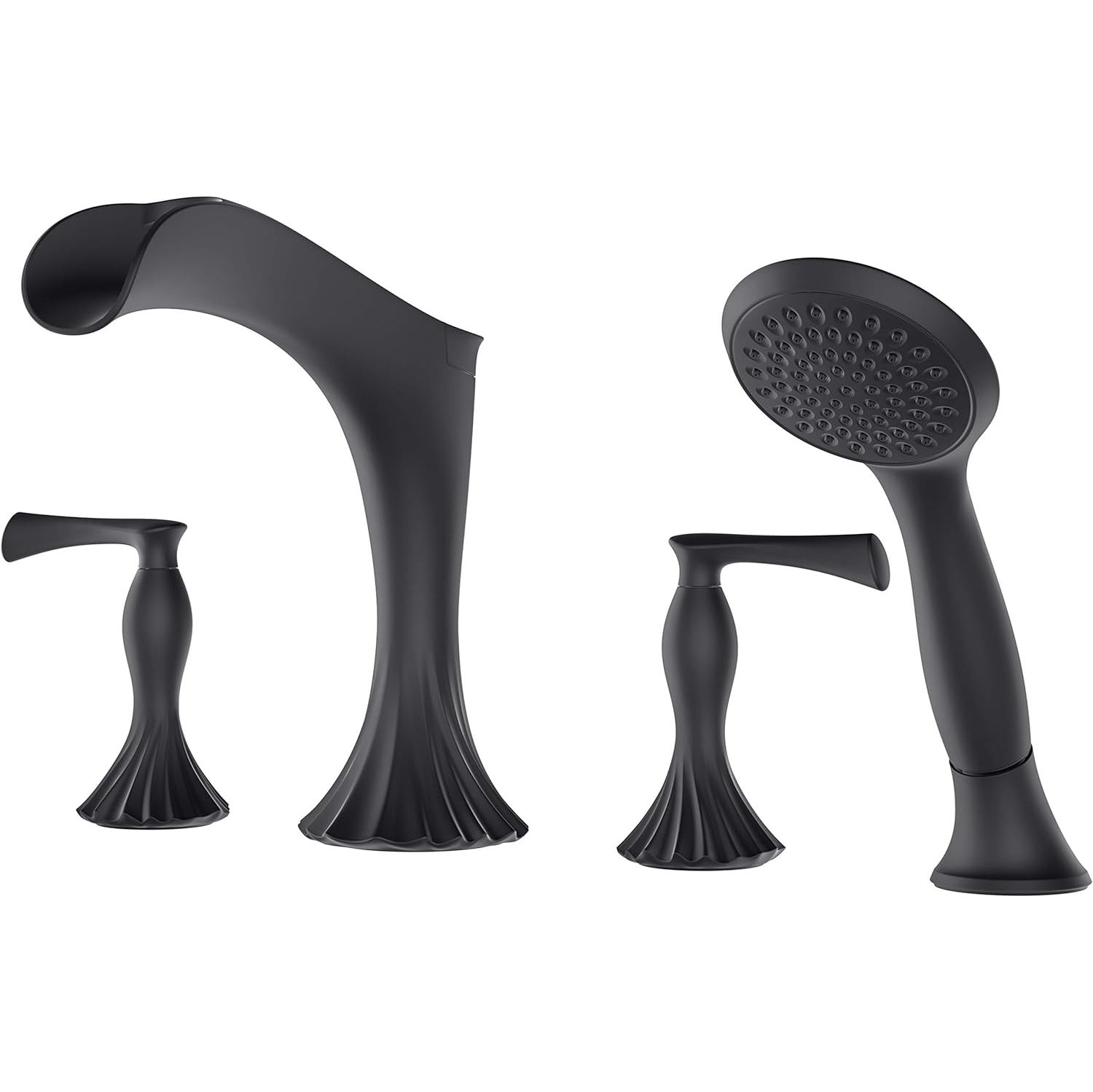 Pfister LG6-4RHB Rhen Roman tub Trim with handshower, Matte Black