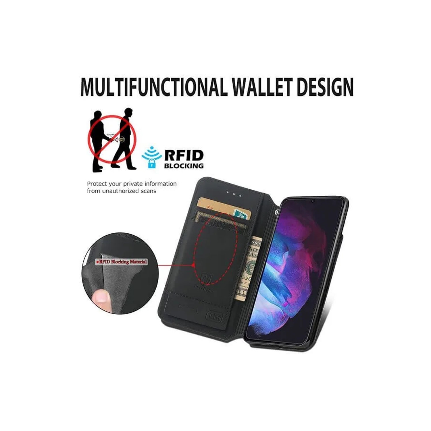 CaseNeo pour Samsung Galaxy S23 5G Étui portefeuille en cuir avec protection RFID fentes pour cartes de crédit – Émeraude avec protecteur d'écran en