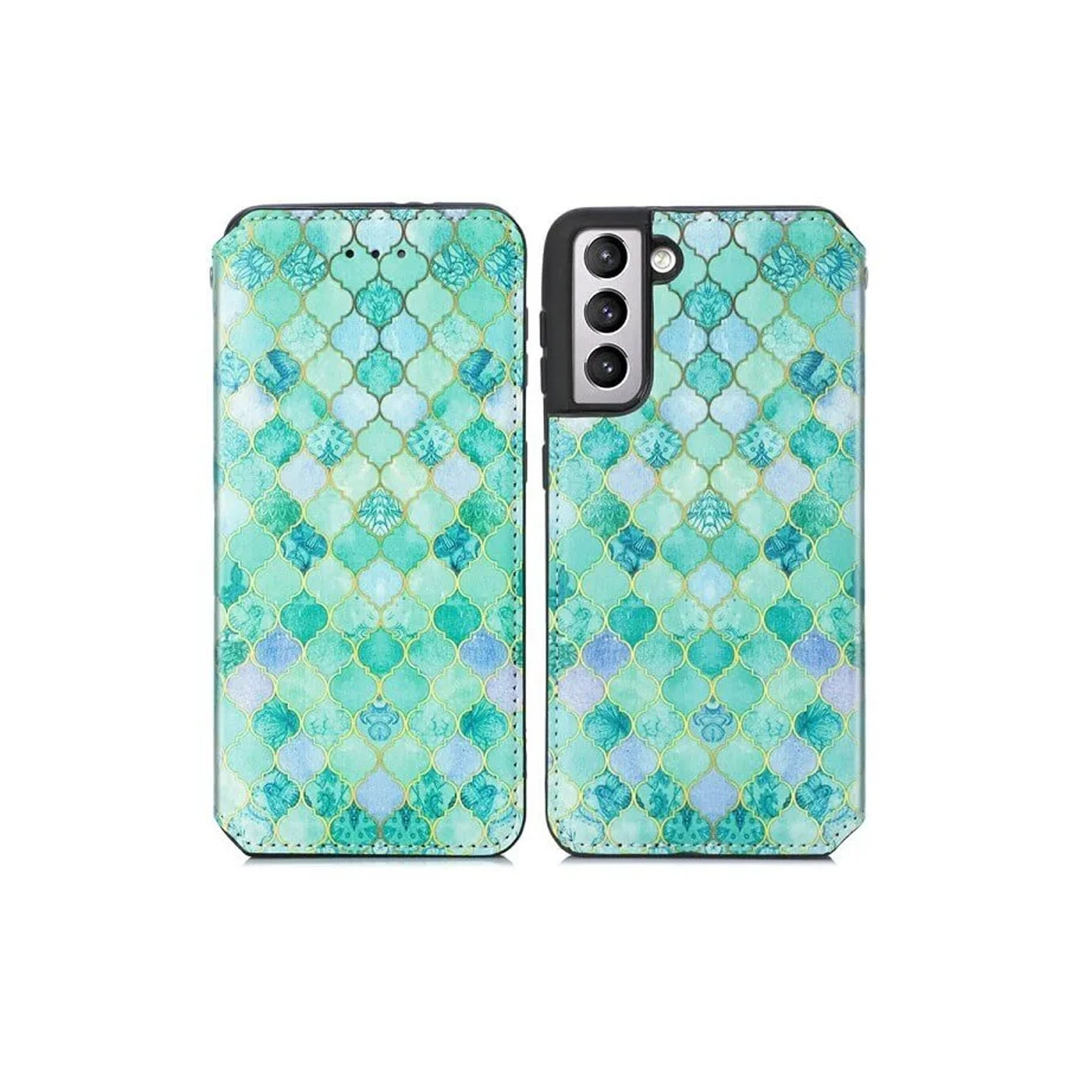 CaseNeo pour Samsung Galaxy S23 5G Étui portefeuille en cuir avec protection RFID fentes pour cartes de crédit – Émeraude avec protecteur d'écran en