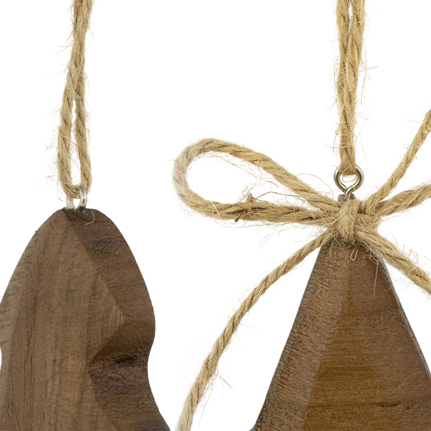 Décorations de Noël en bois arbre et étoile - 5&nbsp;po - Brun - Ensemble de 2