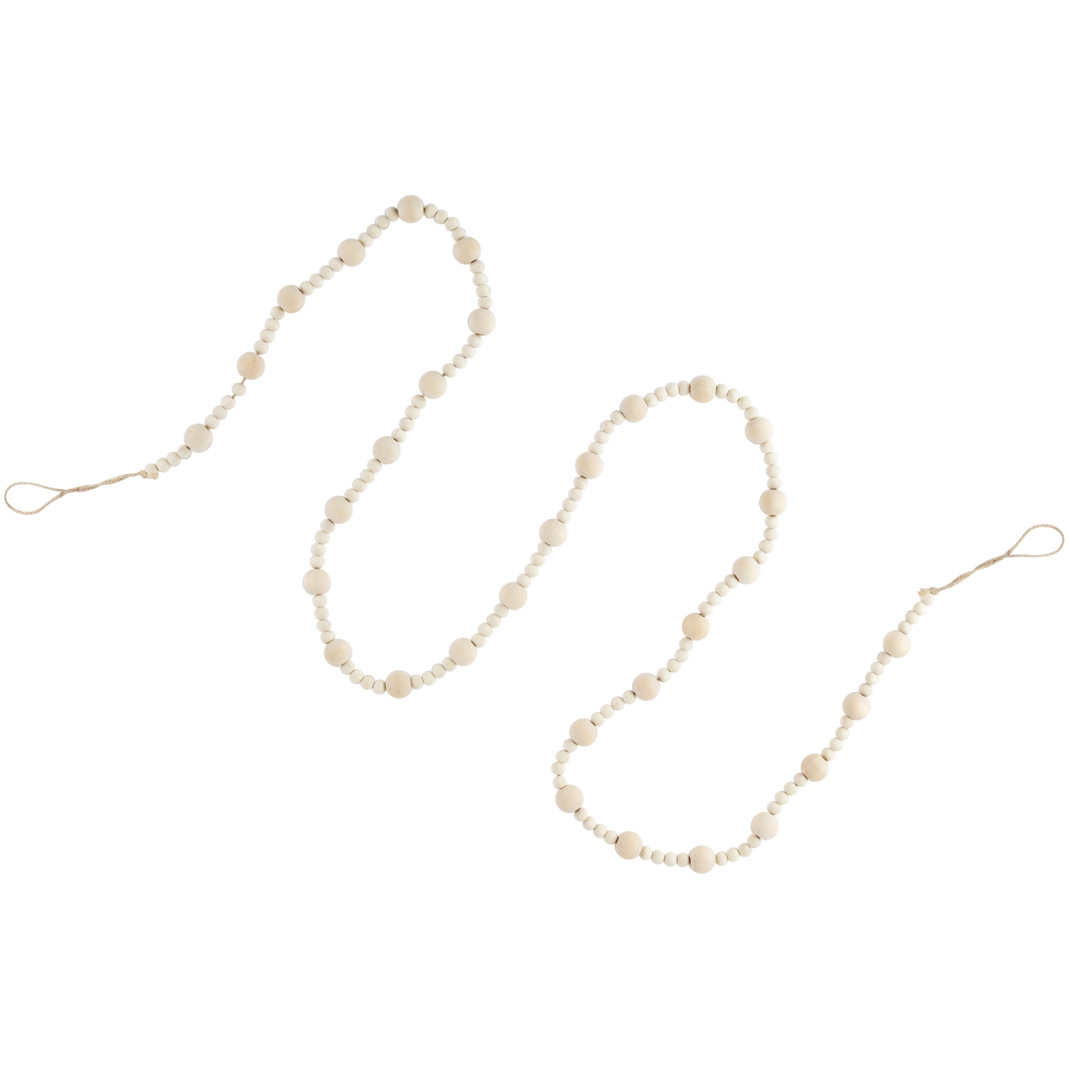 6' Cream Wooden Beads Christmas Garland, Unlit