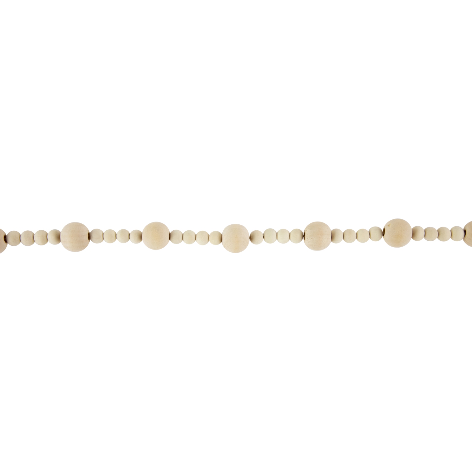 6' Cream Wooden Beads Christmas Garland, Unlit