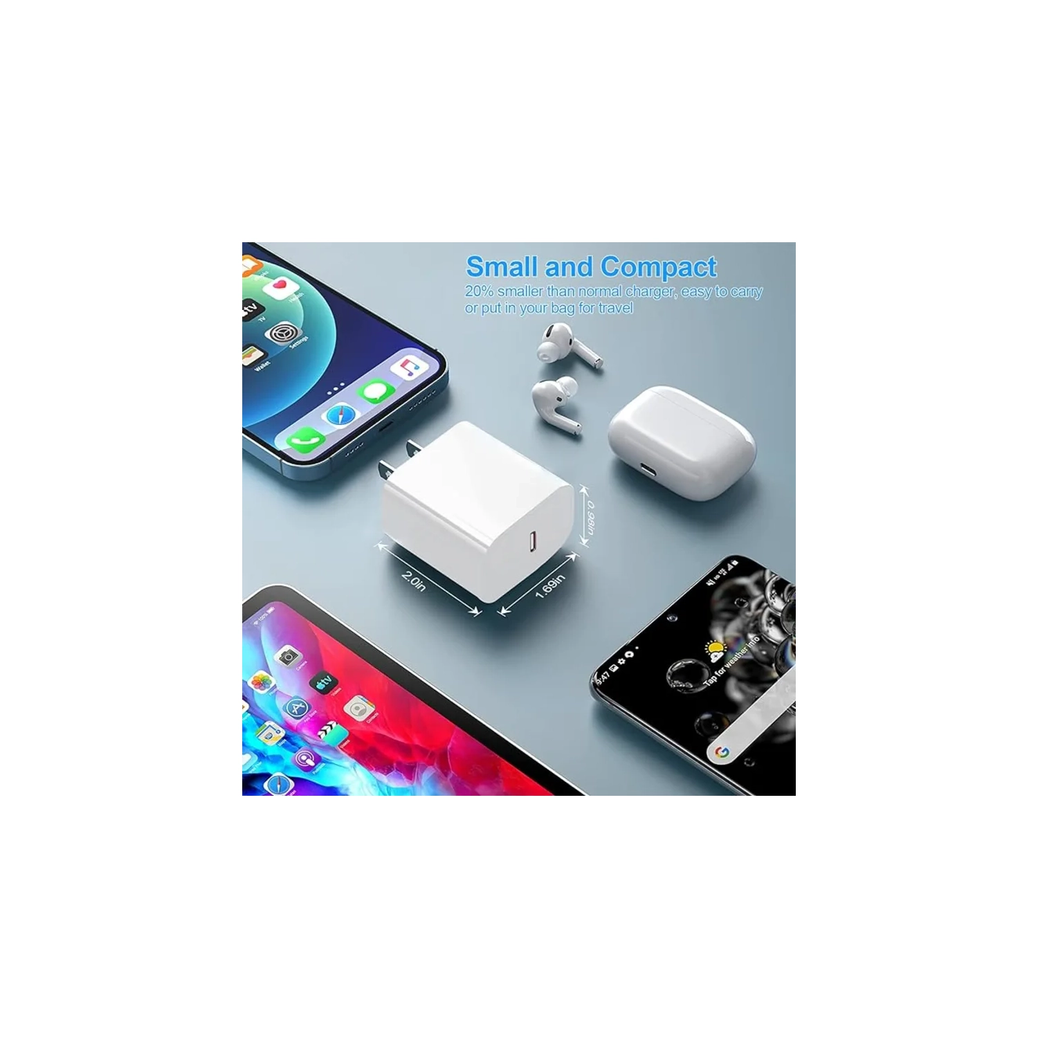 USB C Charger, 2-Pack 20W iPhone 12 Fast Charger Block USB Type C Wall Charger with PD 3.0, Durable Compact USB-C Power Delivery Adapter Compatible