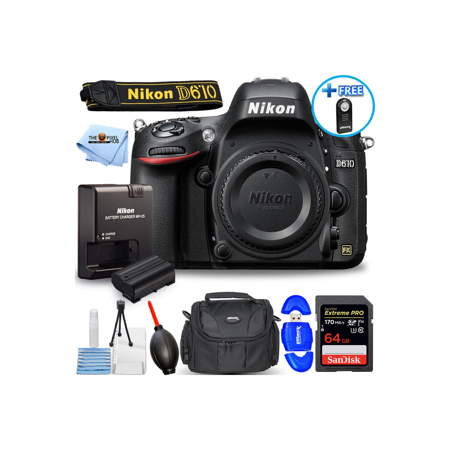 Appareil photo reflex numérique D610 de Nikon 1540 – Ensemble d'accessoires 7PC