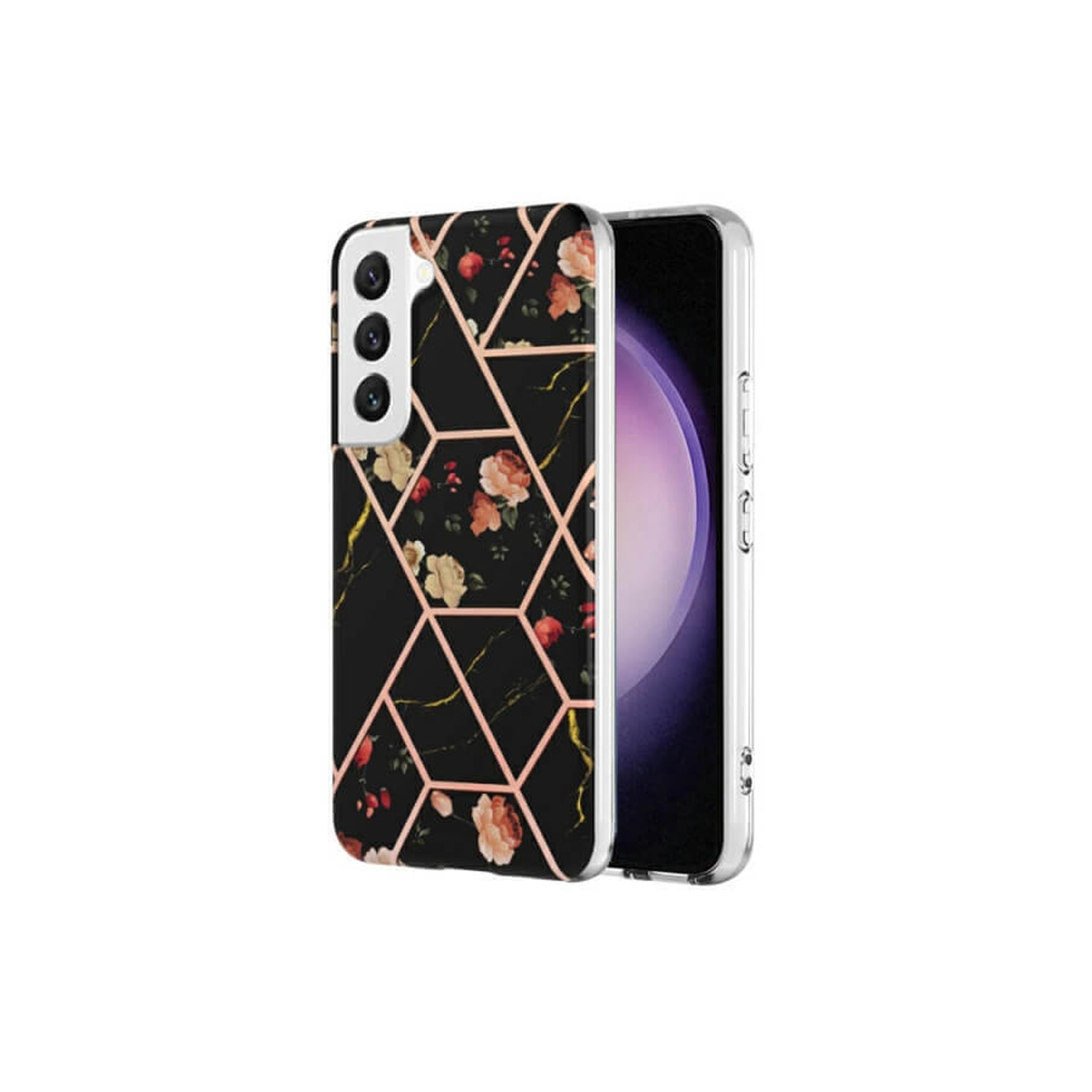 【SuperShield】For Samsung Galaxy S23 Plus TPU Soft Case Slim Cute Men Women Lady Silicone Shockproof Protective Marble Case - Black With Free Tempered
