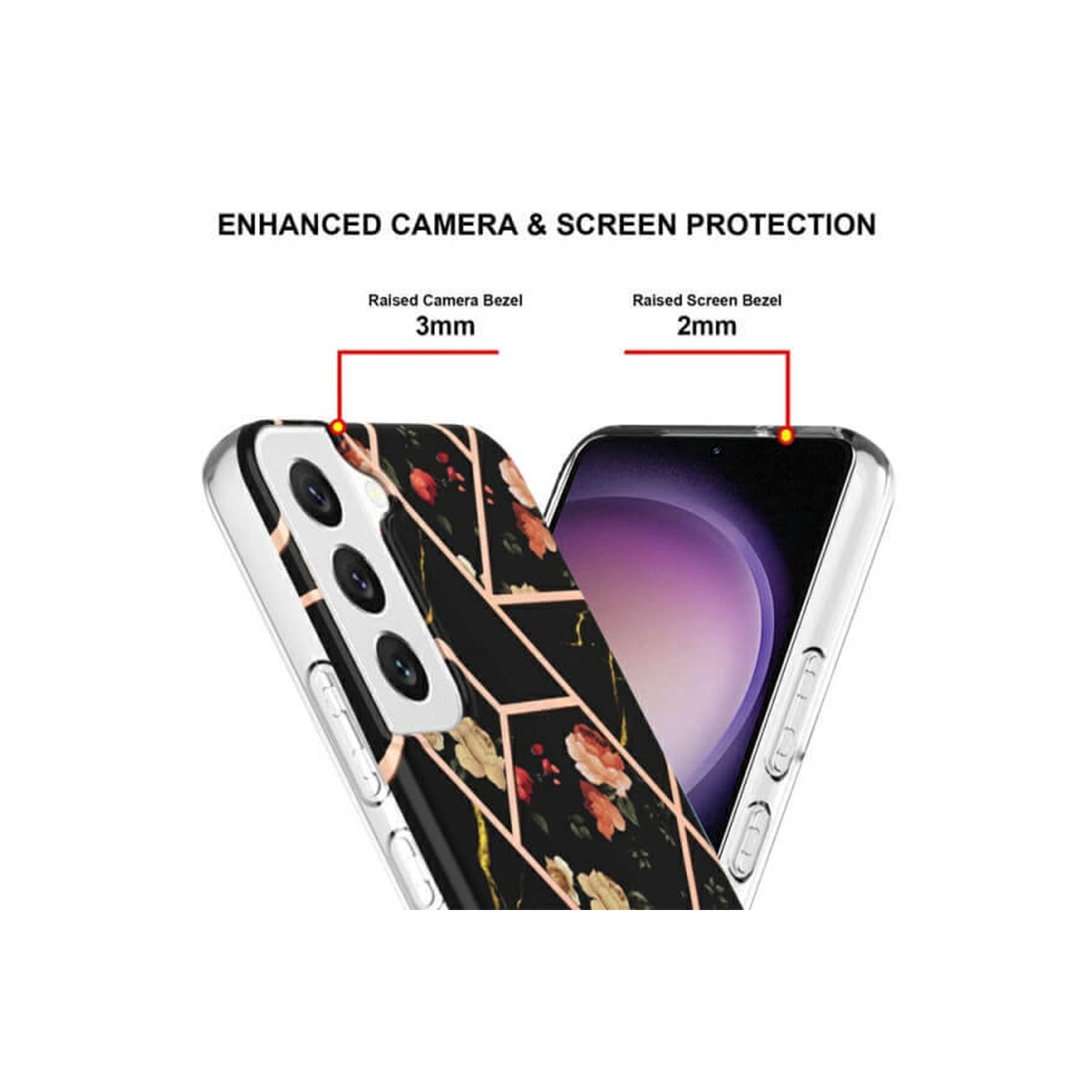 【SuperShield】For Samsung Galaxy S23 Plus TPU Soft Case Slim Cute Men Women Lady Silicone Shockproof Protective Marble Case - Black With Free Tempered