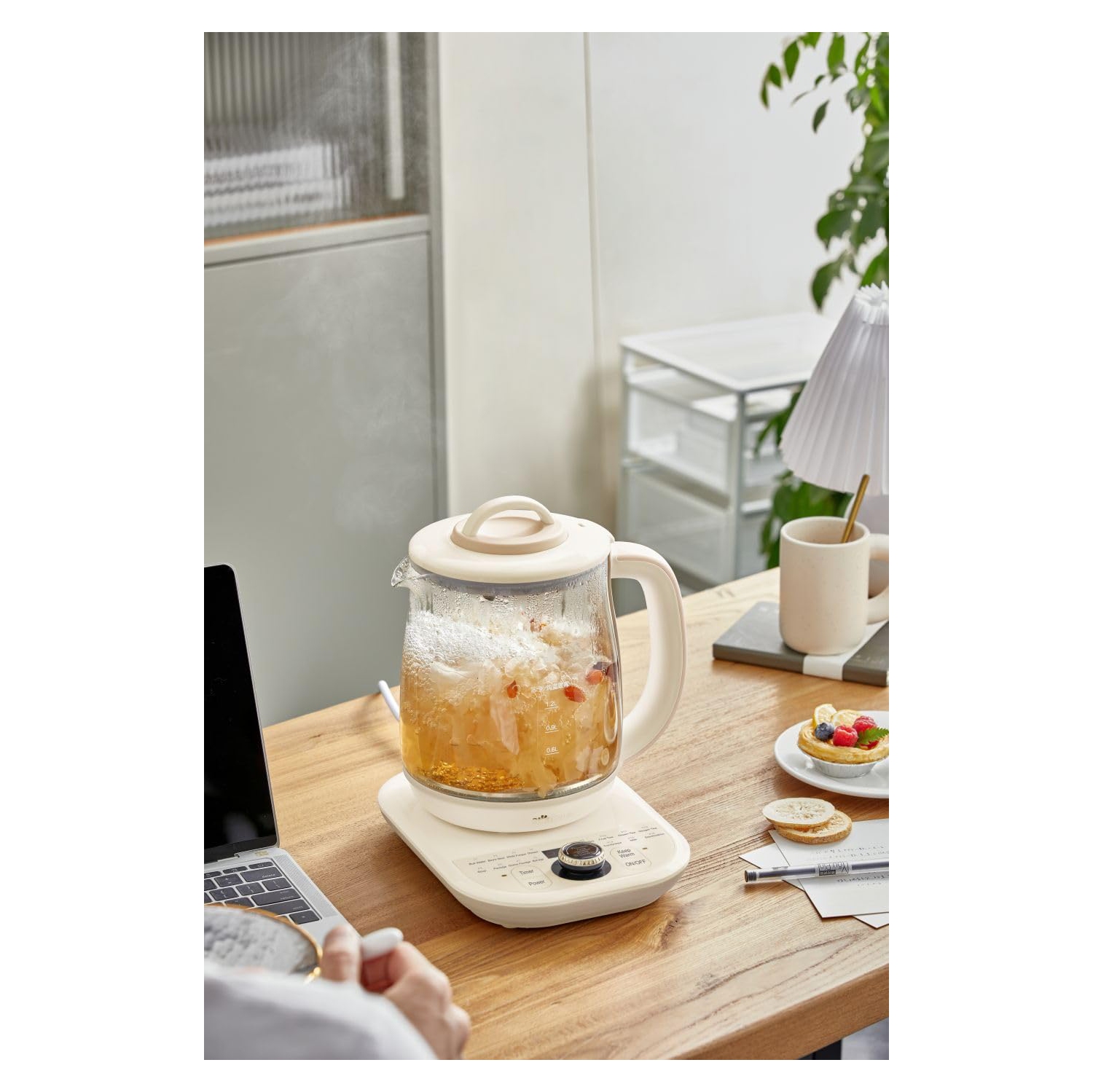 Théière et bouilloire Health-Care de Bear YSH-C18K5, bouilloire électrique avec infuseur, cuiseur en acier inoxydable et verre durable de 316 l