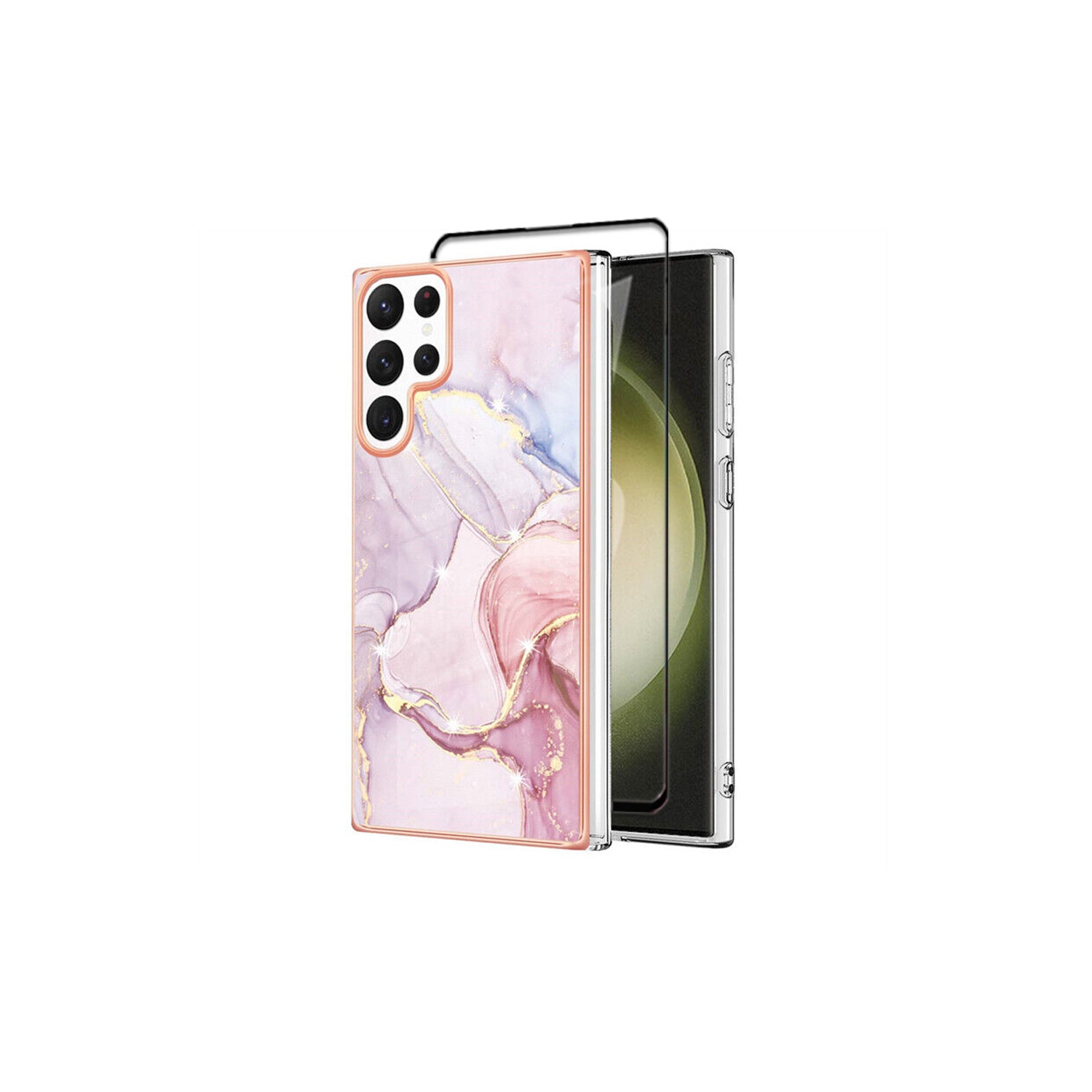 【SuperShield】For Samsung Galaxy S23 Ultra TPU Soft Case Slim Cute Men Women Lady Silicone Shockproof Protective Flower Pattern Case- Pink With Free