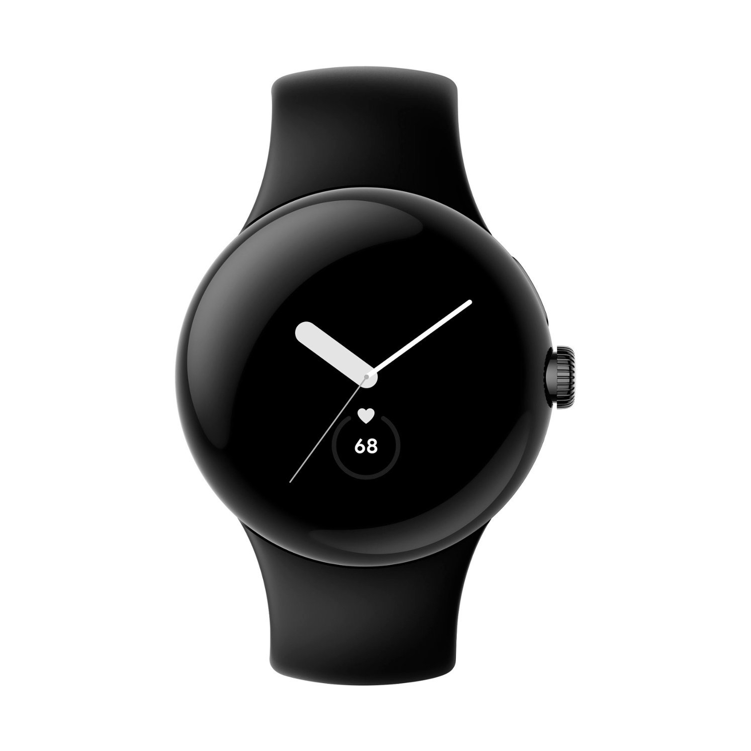 Boîte ouverte - montre Pixel Watch de Google avec boîtier en acier inoxydable noir mat et bracelet sport 41&nbsp;mm en obsidienne