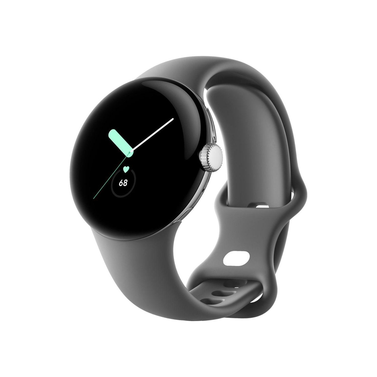 Refurbished - Google Pixel Watch Silver Stainless Steel Smartwatch 41mm with Charcoal Active Band Wifi/BT - Silver/Charcoal