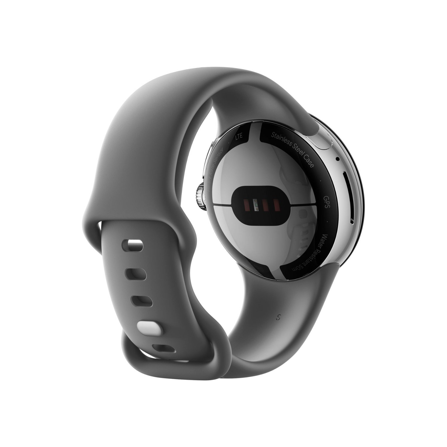 Refurbished - Google Pixel Watch Silver Stainless Steel Smartwatch 41mm with Charcoal Active Band Wifi/BT - Silver/Charcoal