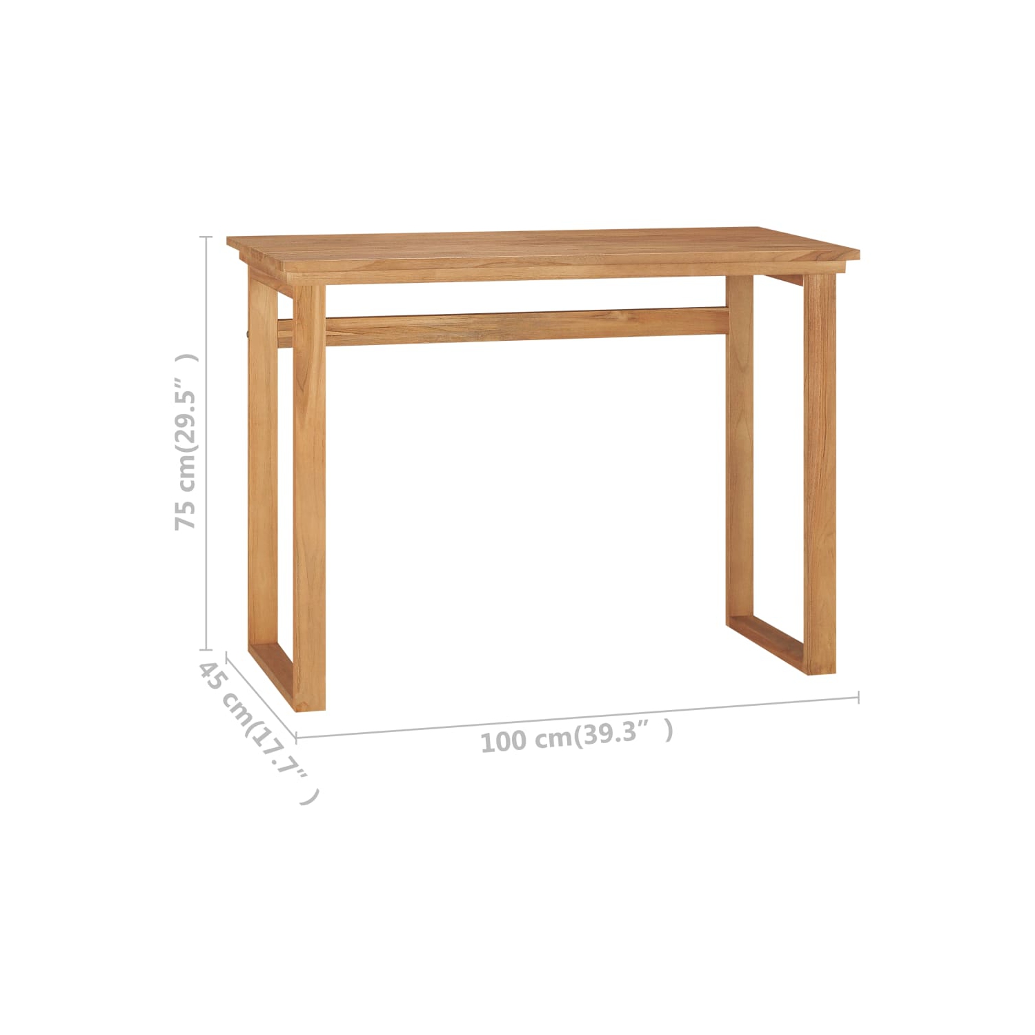 vidaXL Desk 100x45x75 cm Solid Teak Wood