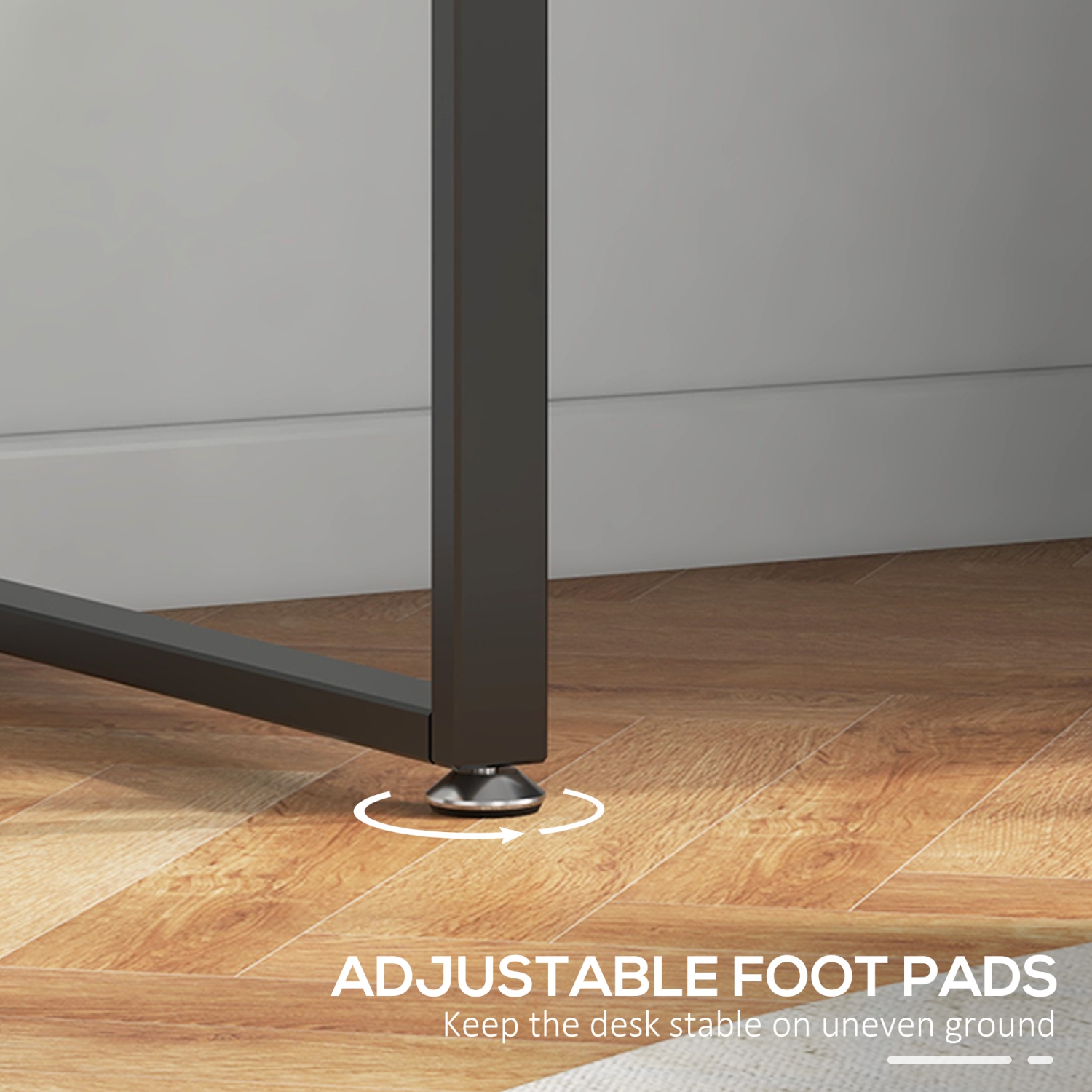 HOMCOM 47" Computer Desk Writing Table Workstation with Multi-Use Reversible File Drawers Metal Frame Home Office Furniture, Black