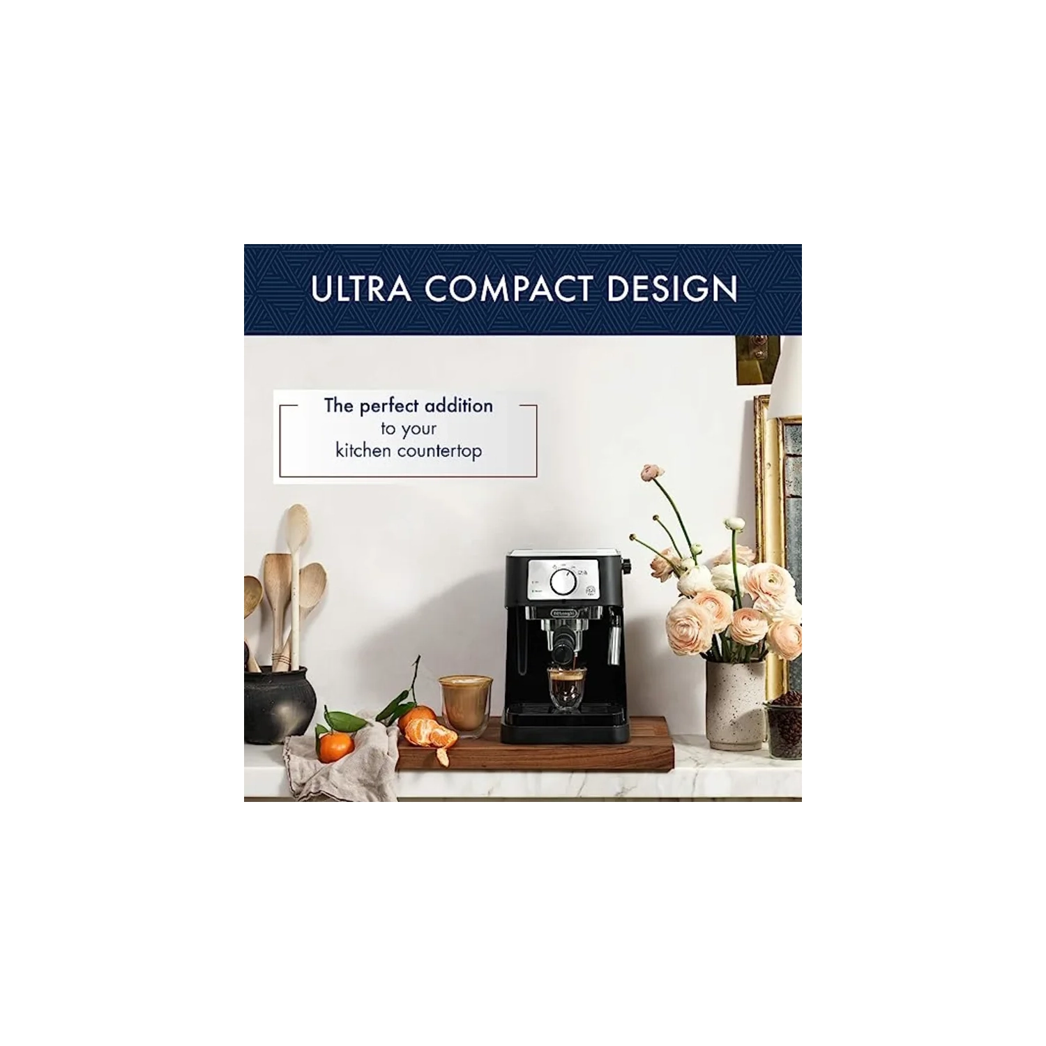 Manual Espresso Machine, Latte & Cappuccino Maker , 15 Bar Pump Pressure + Manual Milk Frother Steam Wand, Black / Stainless, EC260BK