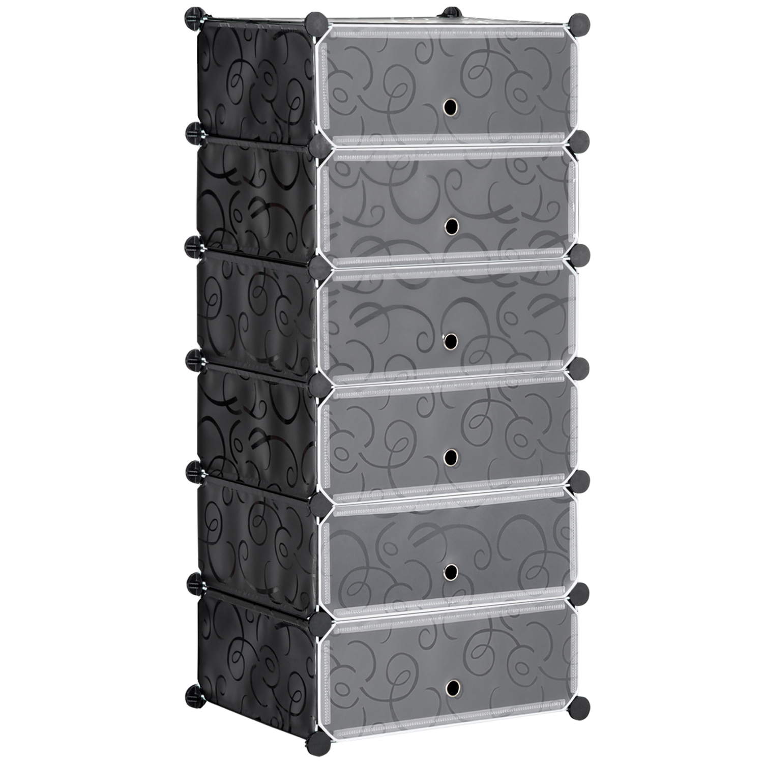 HOMCOM – Organisateur de rangement à 6 cubes, organisateurs modulaires pour garde-robe, armoire à chaussures pour l'entrée du salon de chambre, noir