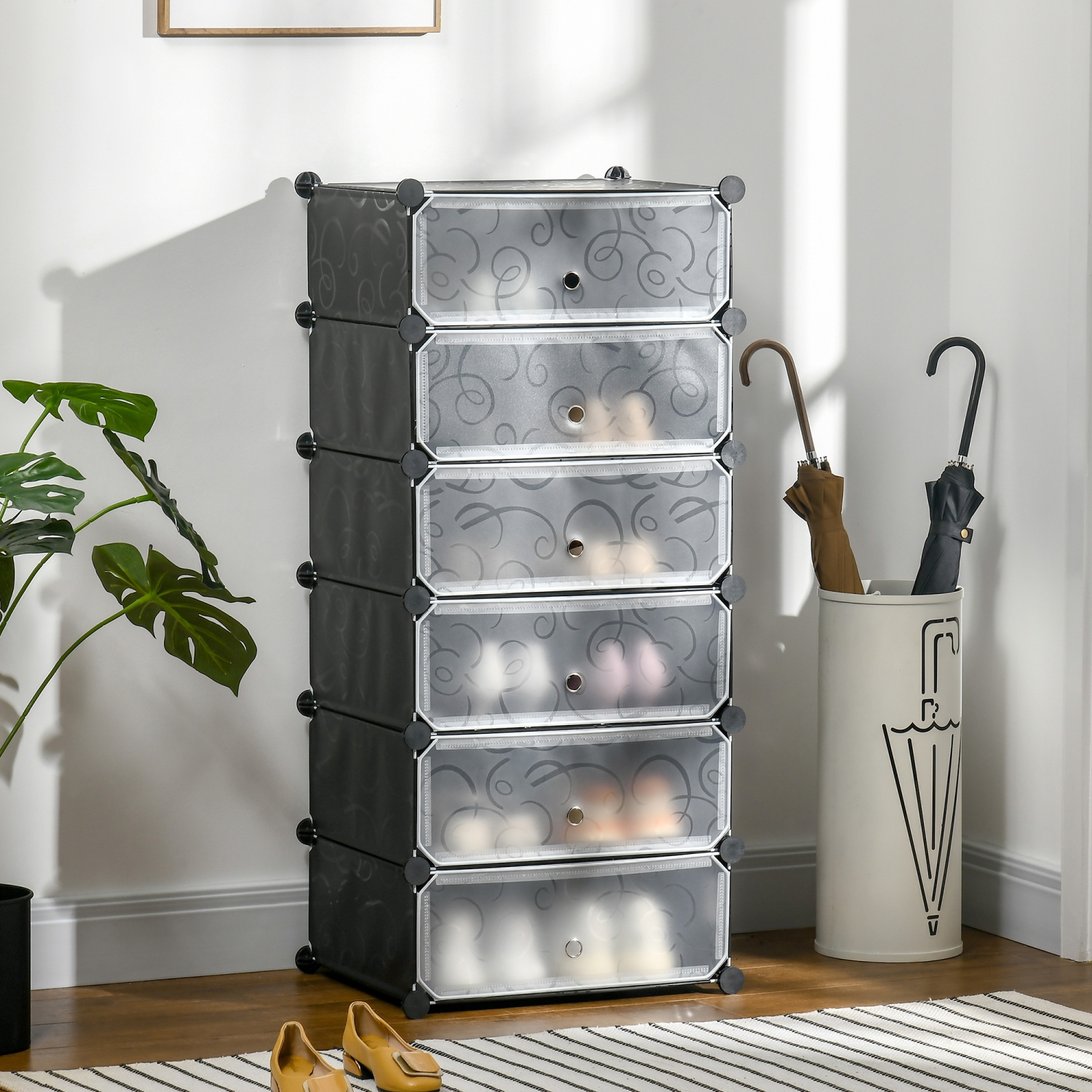 HOMCOM – Organisateur de rangement à 6 cubes, organisateurs modulaires pour garde-robe, armoire à chaussures pour l'entrée du salon de chambre, noir